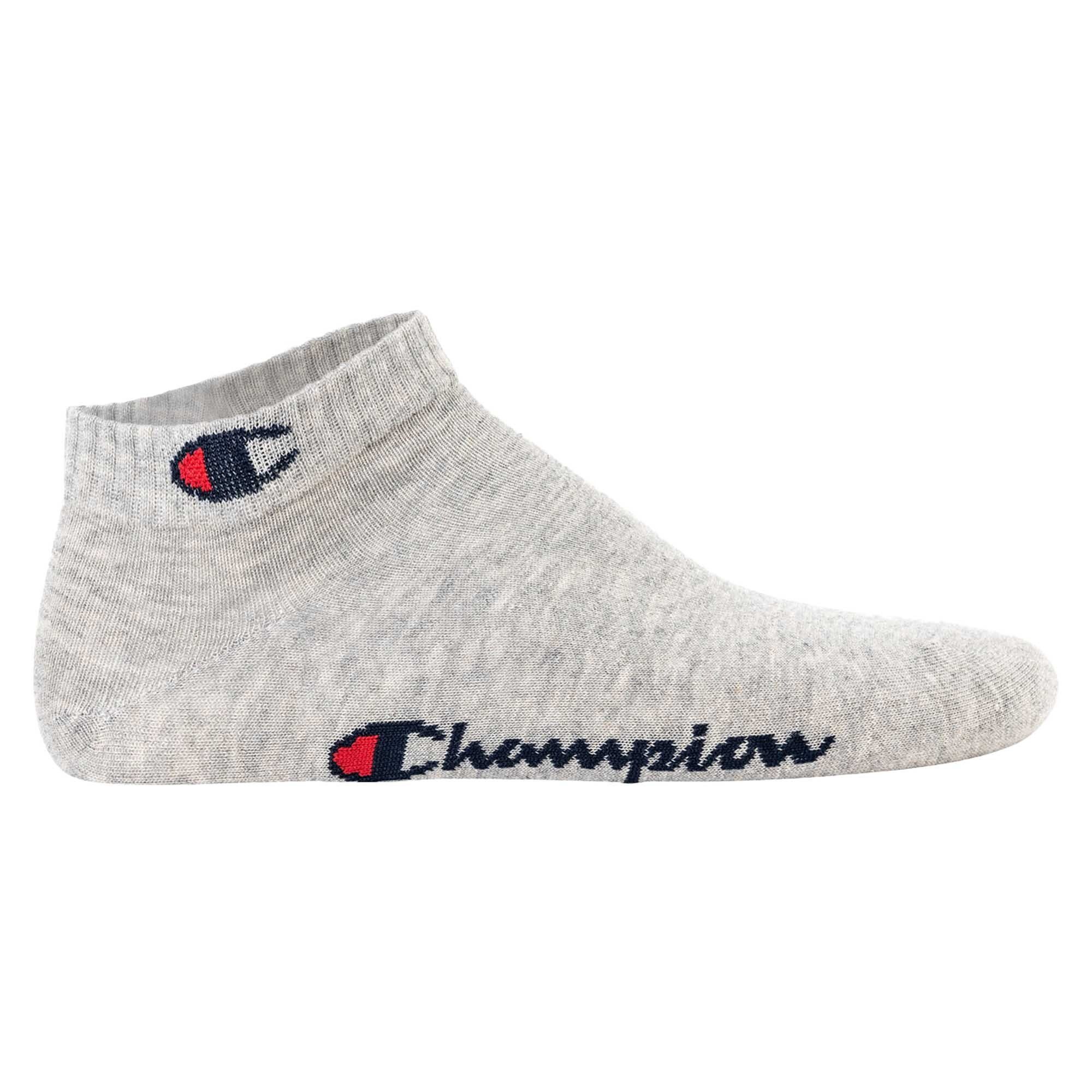 6 Schwarz/Weiß/Grau Basic Paar Unisex - Sportsocken Crew Socken, Socken Champion