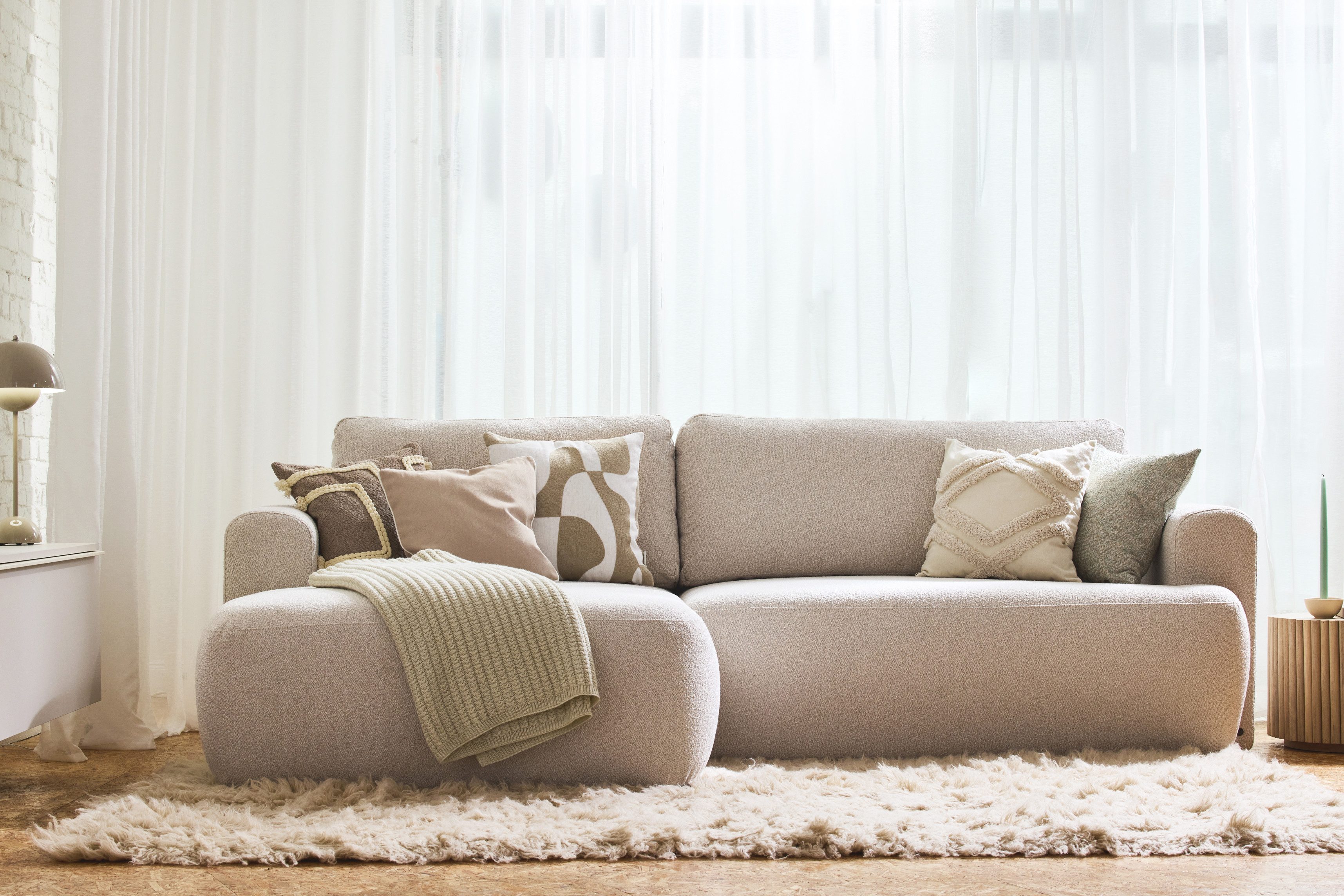 TOM TAILOR HOME Ecksofa SO SOFT SOFA – klare, organische Form und ausgewogener Sitzkomfort, 257 x 170 cm, im schönen Boucléstoff SLO