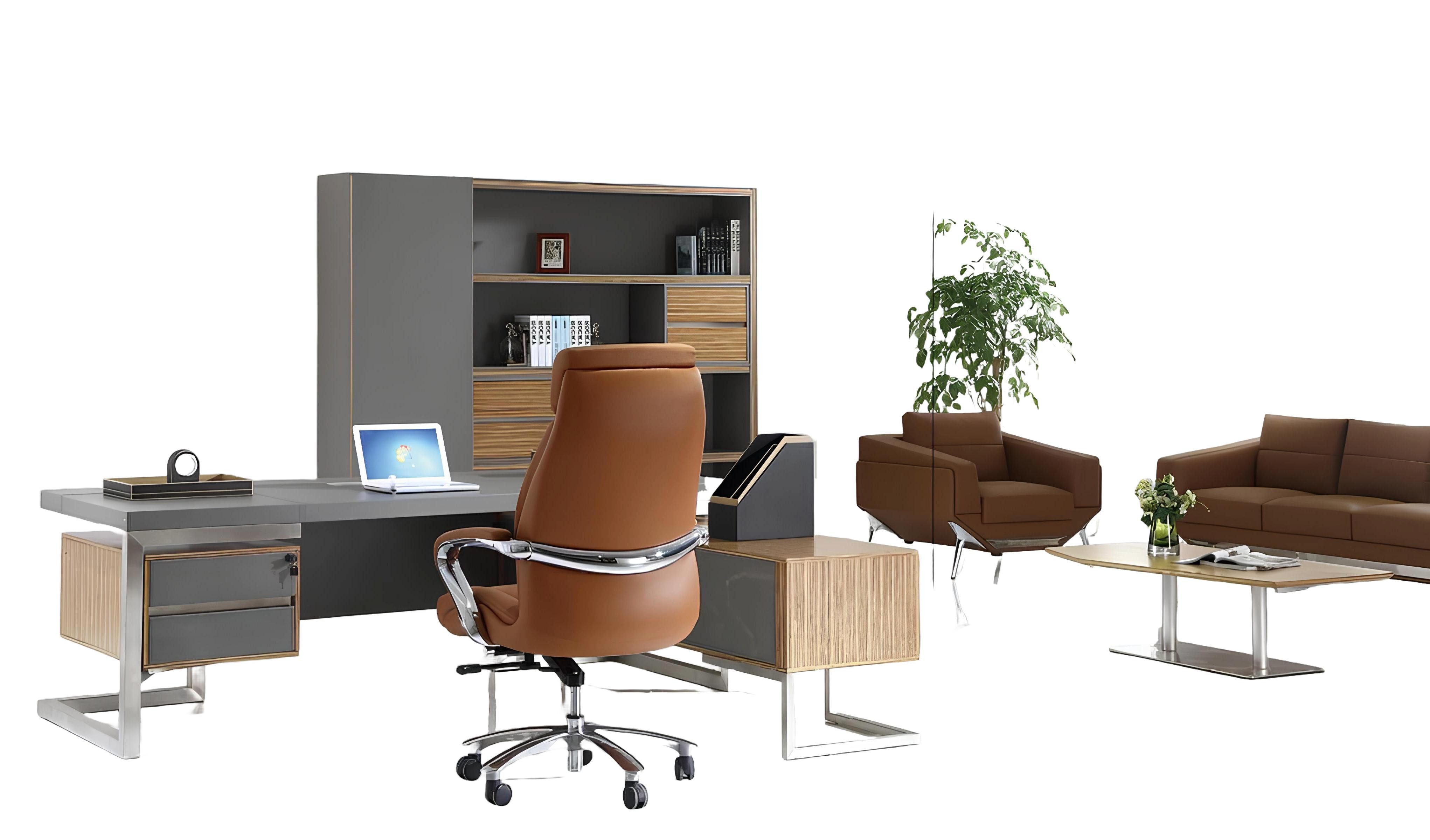 Xlmoebel Schreibtisch Modernes Büro Möbel Set in Holzoptik mit Stauraum (2 tlg. Büro Set(Schreibtisch+Schrank), Hergestellt in Europa
