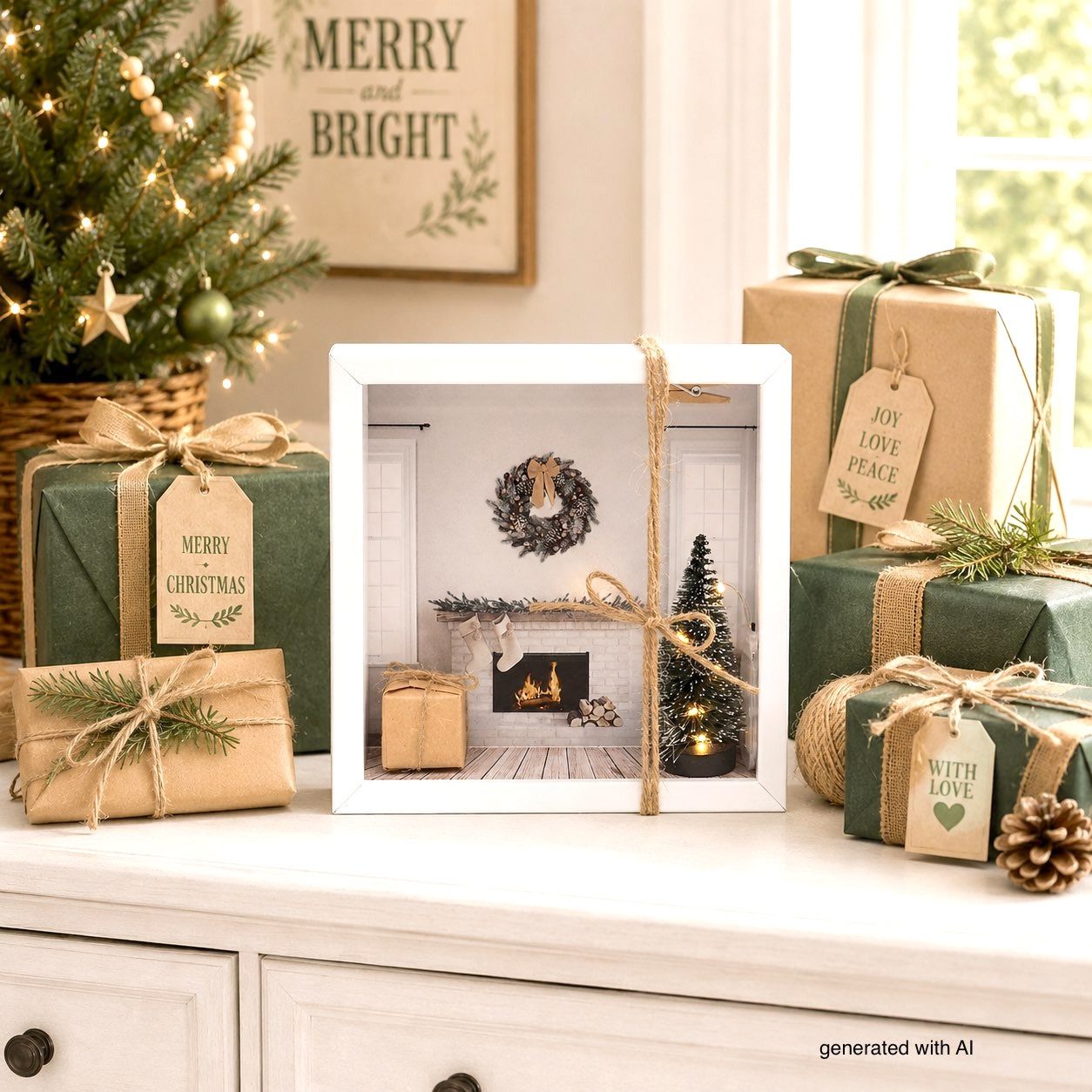 ZauberDeko Geschenkbox Geldgeschenk Verpackung Weihnachten XMAS Kamin LED Lichterkette – Bild 3 von 5