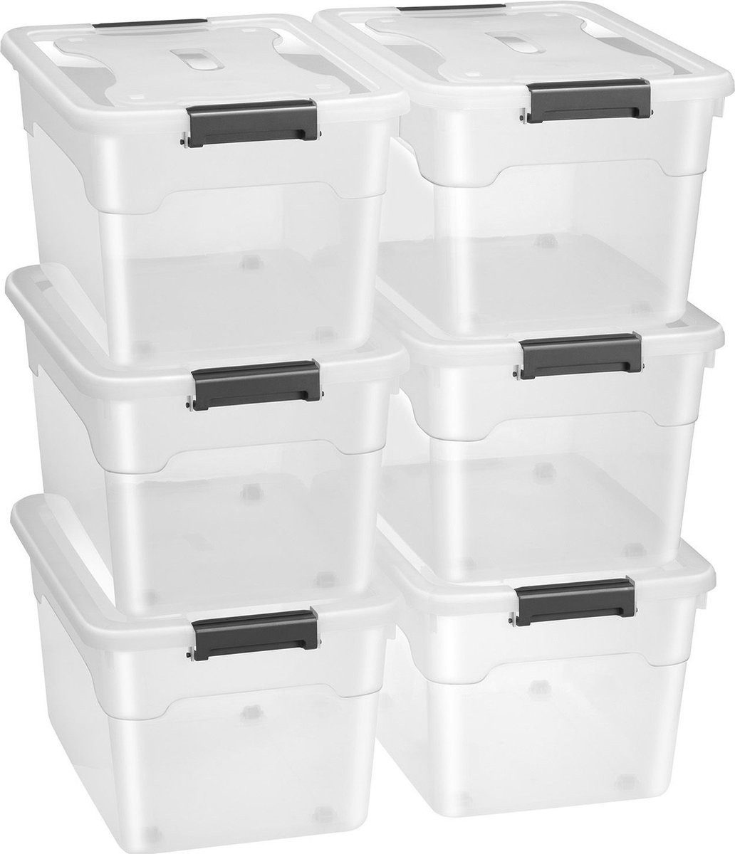 Juskys Aufbewahrungsbox Aufbewahrungsbox 60 L, Kunststoff, 6-teilig inkl. Deckel (6 St)