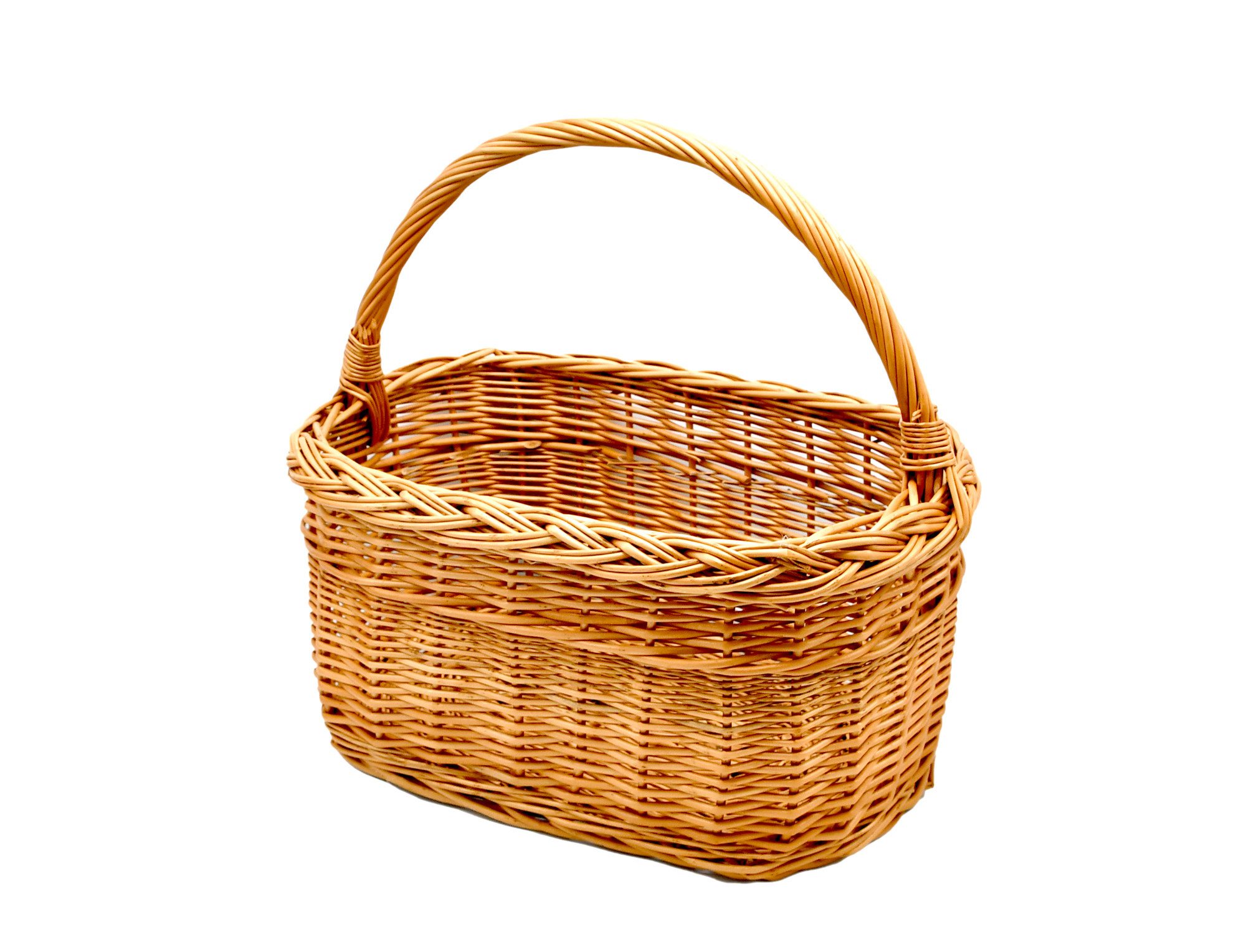 MyBer® Einkaufskorb Weidenkorb Tragekorb Korb aus Weide geflochten stabil braun, BTH 43/31/19(37cm mit Griff) Handarbeit aus EU K1-314-11