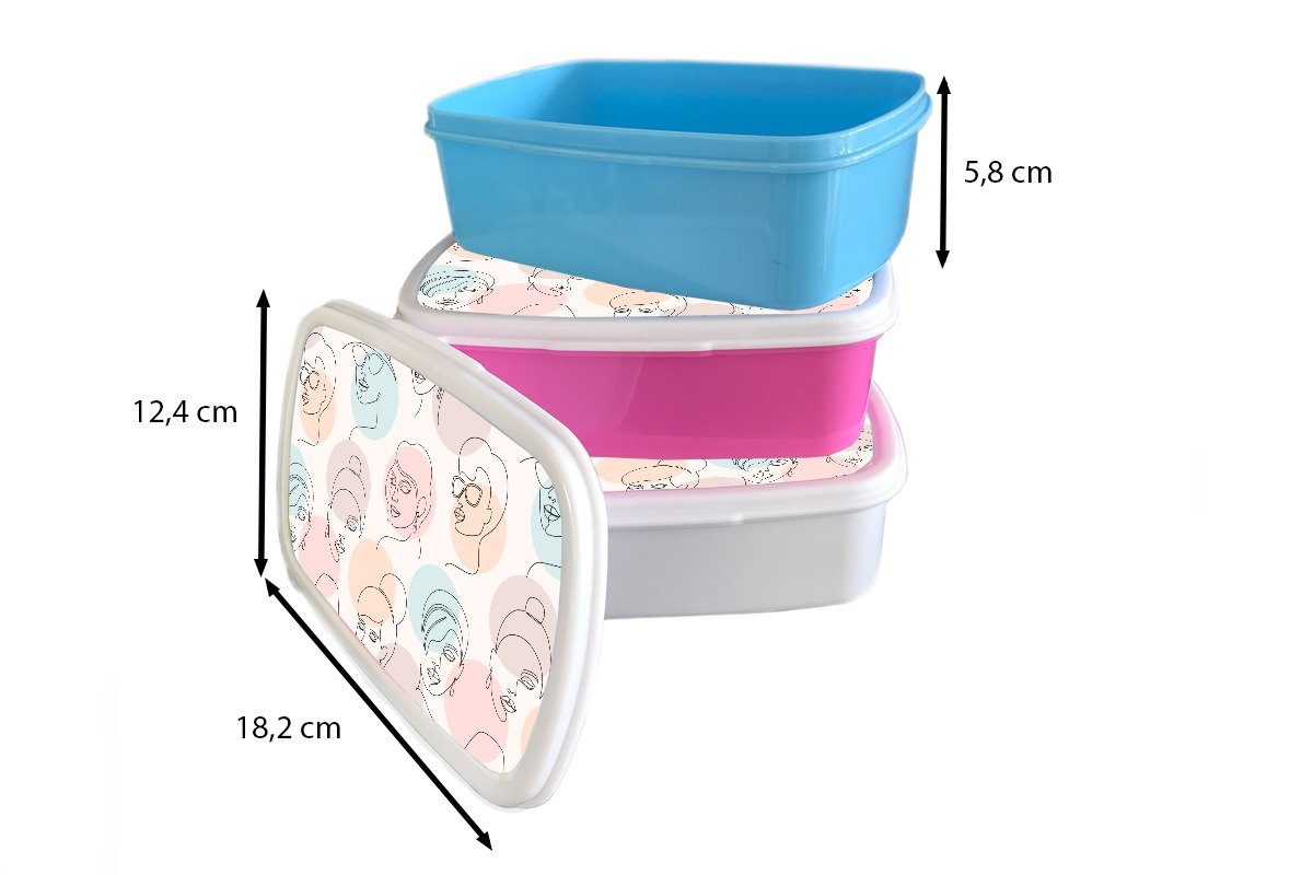Brotbox - Kinder, Lunchbox Erwachsene, Muster, rosa Mädchen, Snackbox, Pastell Strichzeichnungen Brotdose - (2-tlg), für MuchoWow Frauen Kunststoff - Kunststoff,
