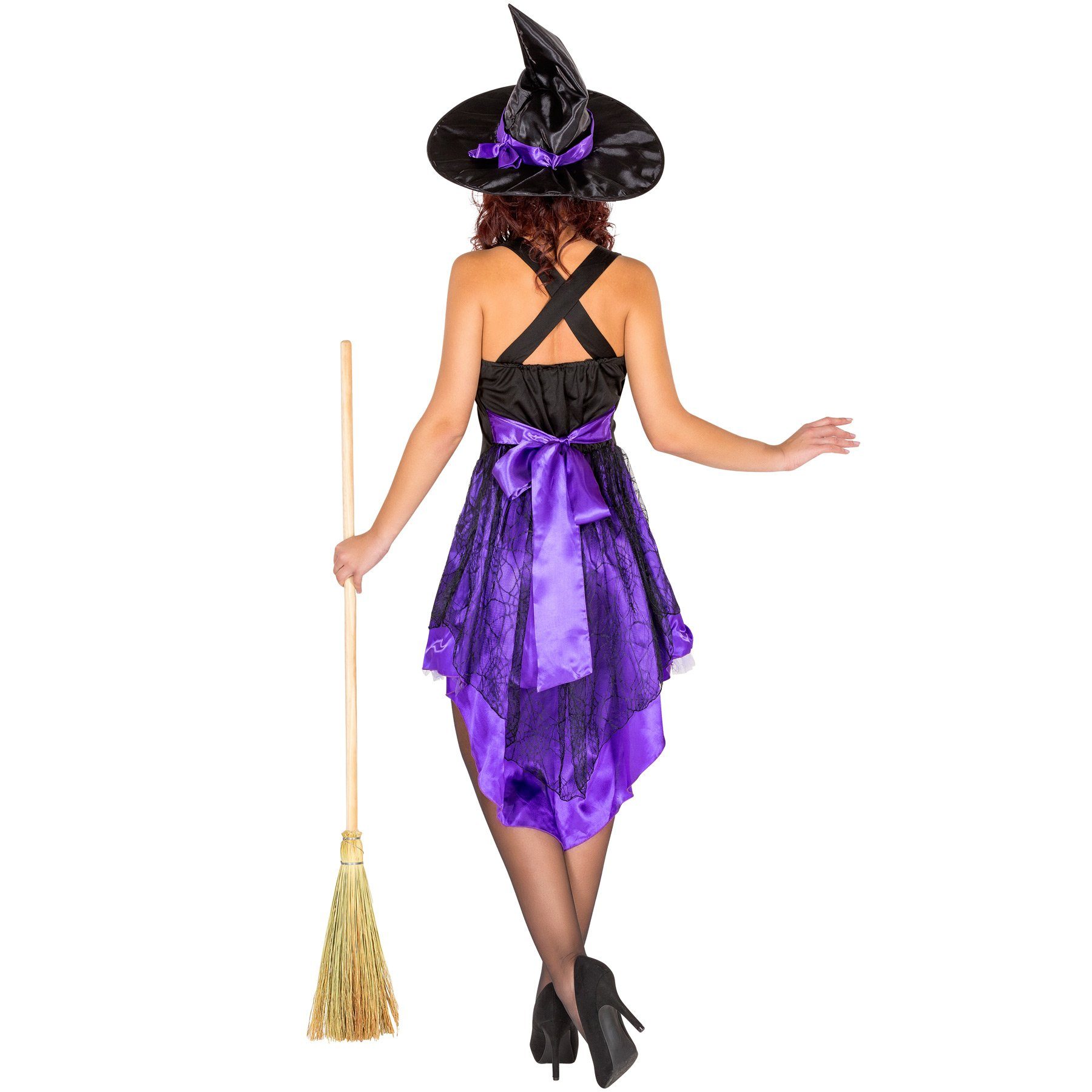 dressforfun Hexen-Kostüm Frauenkostüm sexy Hexenkleid, Satin-Glanzstoff