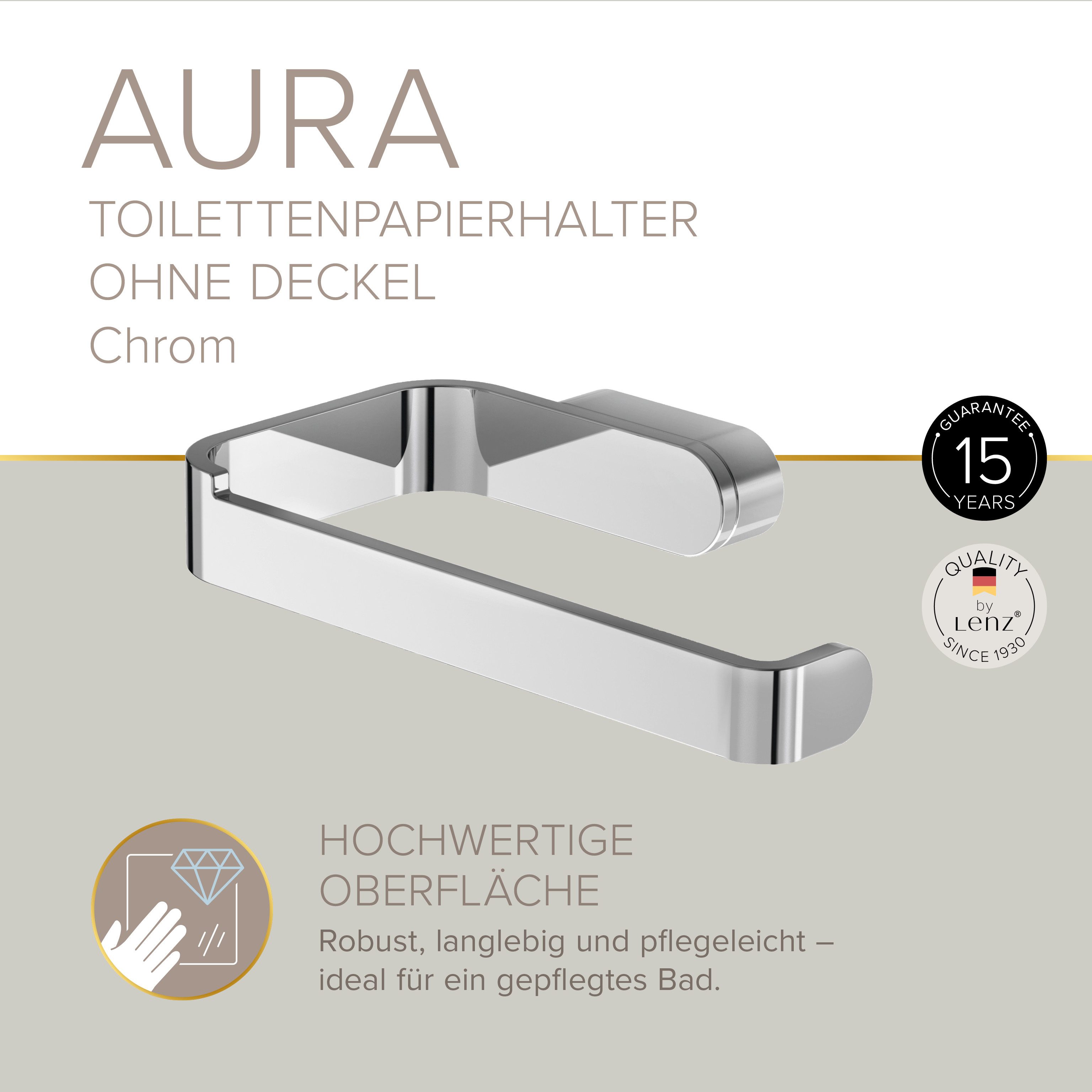 Lenz Toilettenpapierhalter AURA, ohne Deckel