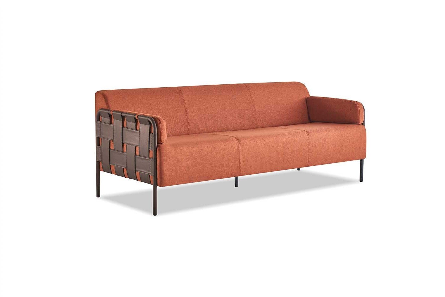 Xlmoebel 3-Sitzer Orange Ledersofa Modern Weich Couch Sitzmöbel, 3-Sitzer 1 Teile, Made in Europa