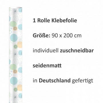 nikima Wandtattoo KF-23 selbstklebende Folie Punkte mint hellblau (PVC-Folie), 2 x 0,9 m selbstklebende Folie