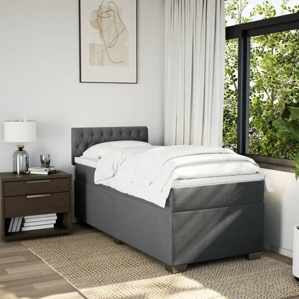 vidaXL Bett Boxspringbett mit Matratze Dunkelgrau günstig online kaufen