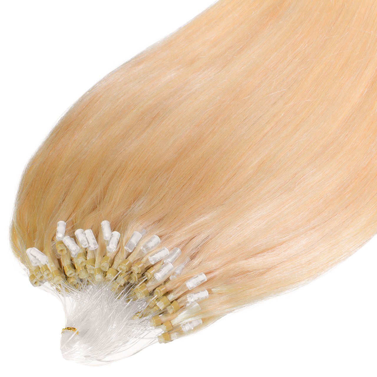 hair2heart Echthaar-Extension Premium Microring Extensions #9/0 Lichtblond 40cm | Haarverlängerungen