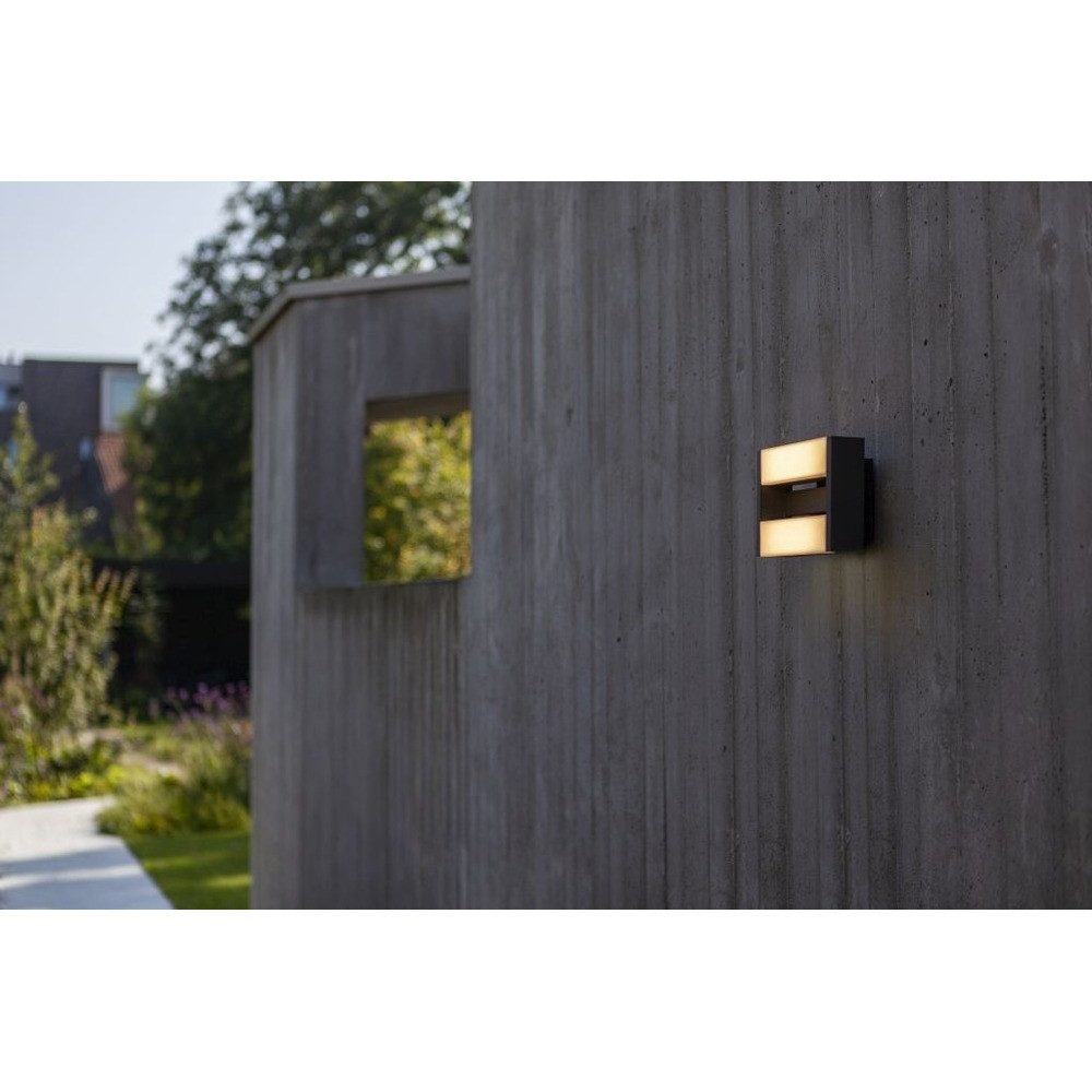 LUTEC LED Außen-Wandleuchte, LED-Leuchtmittel fest verbaut, Warmweiß, LED Außenwandleuchte Aluminium Anthrazit Up & Down schwenkbar L 22,5cm