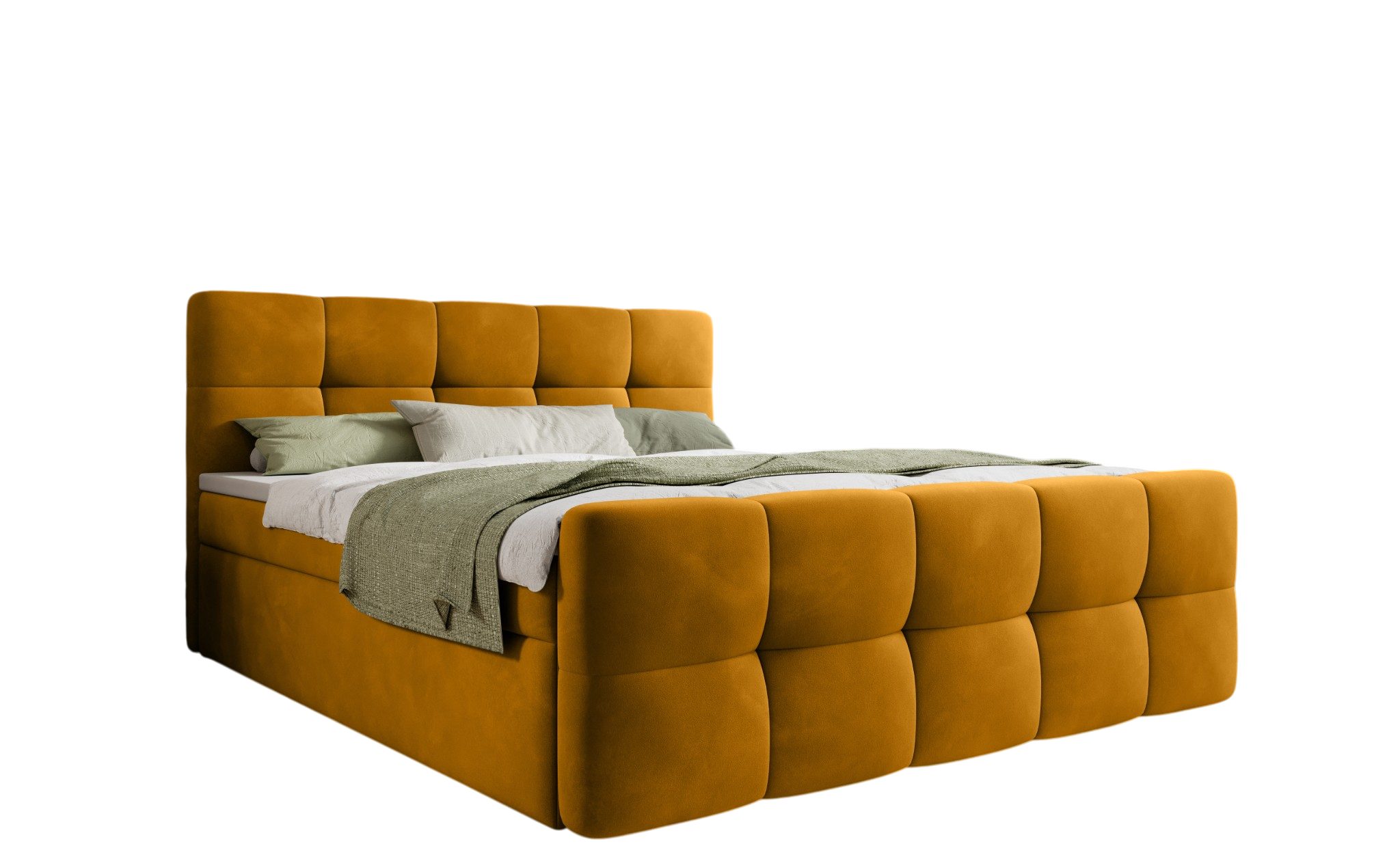 thematys Boxbett mit Bettkasten 140x200–200x200 cm – Velours oder Bouclé Bezug – (Polsterbett Bonnellfederkern Matratze H3 + Gratis 3cm Topper, Boxbett - Luxus Doppelbett mit Stauraum)