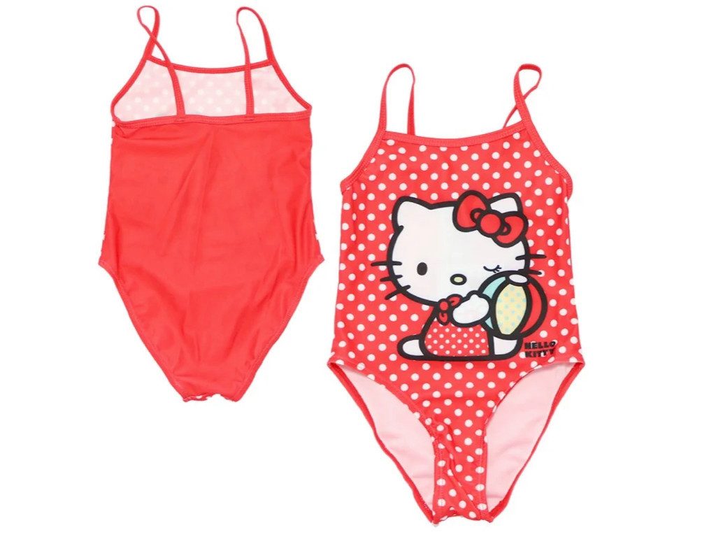 Hello Kitty Badeanzug rot mit Punkten