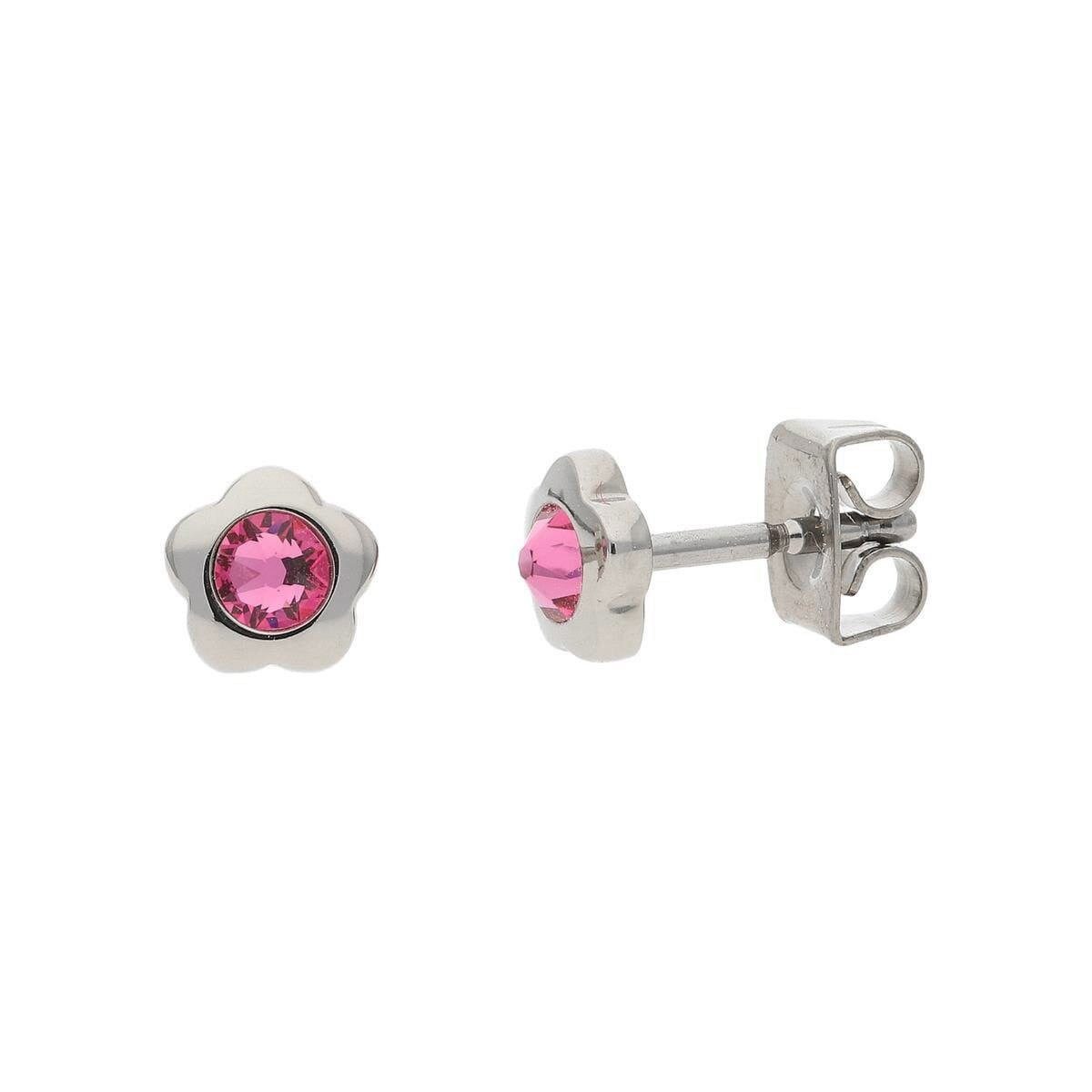 Boccia Paar Ohrstecker 05094-02, Titan für Kinder Blume Pink