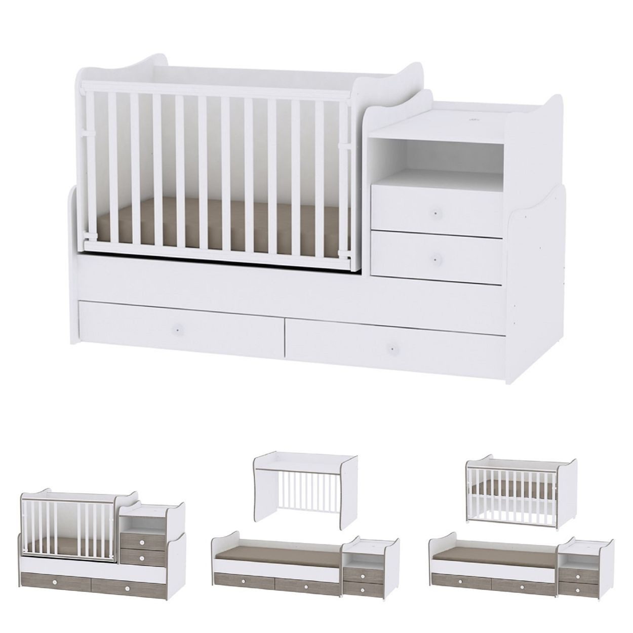 Lorelli Komplettbett Baby- und Kinderbett Combo, 2 Kinder gleichzeitig Schaukelfunktion