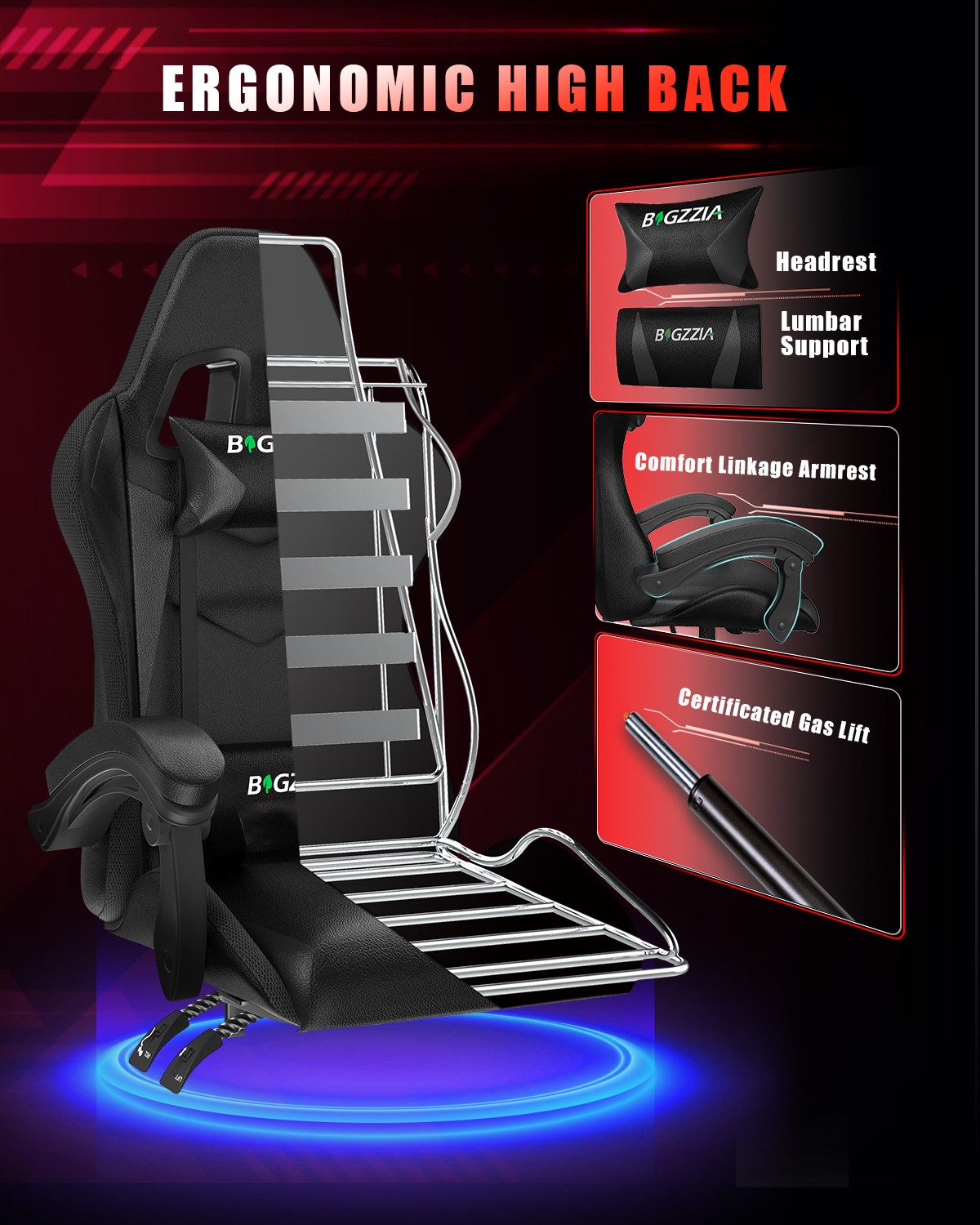 BIGZZIA Gaming-Stuhl mit LED - Gaming günstig online kaufen