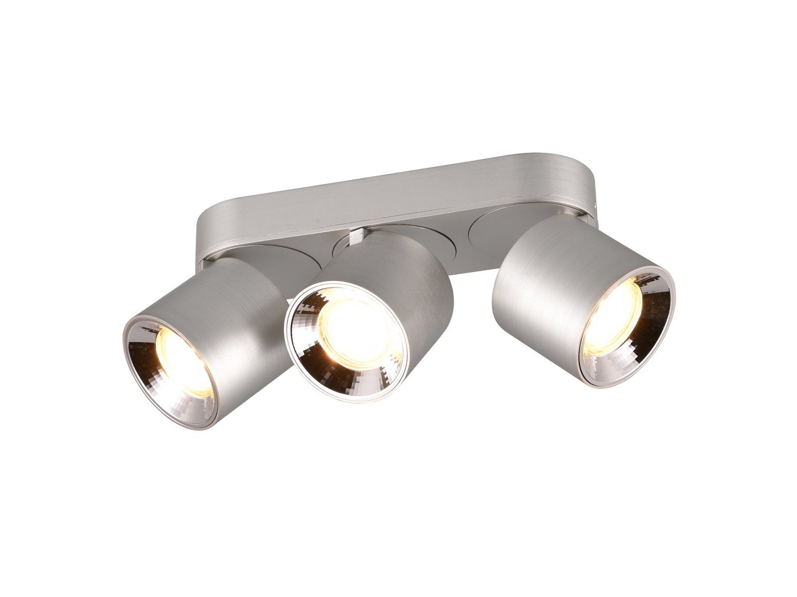 TRIO Leuchten LED Deckenstrahler, Dimmfunktion, LED wechselbar, Warmweiß, Wandstrahler innen, dimmbar über Schalter, Aufbauspots Silber, 27cm