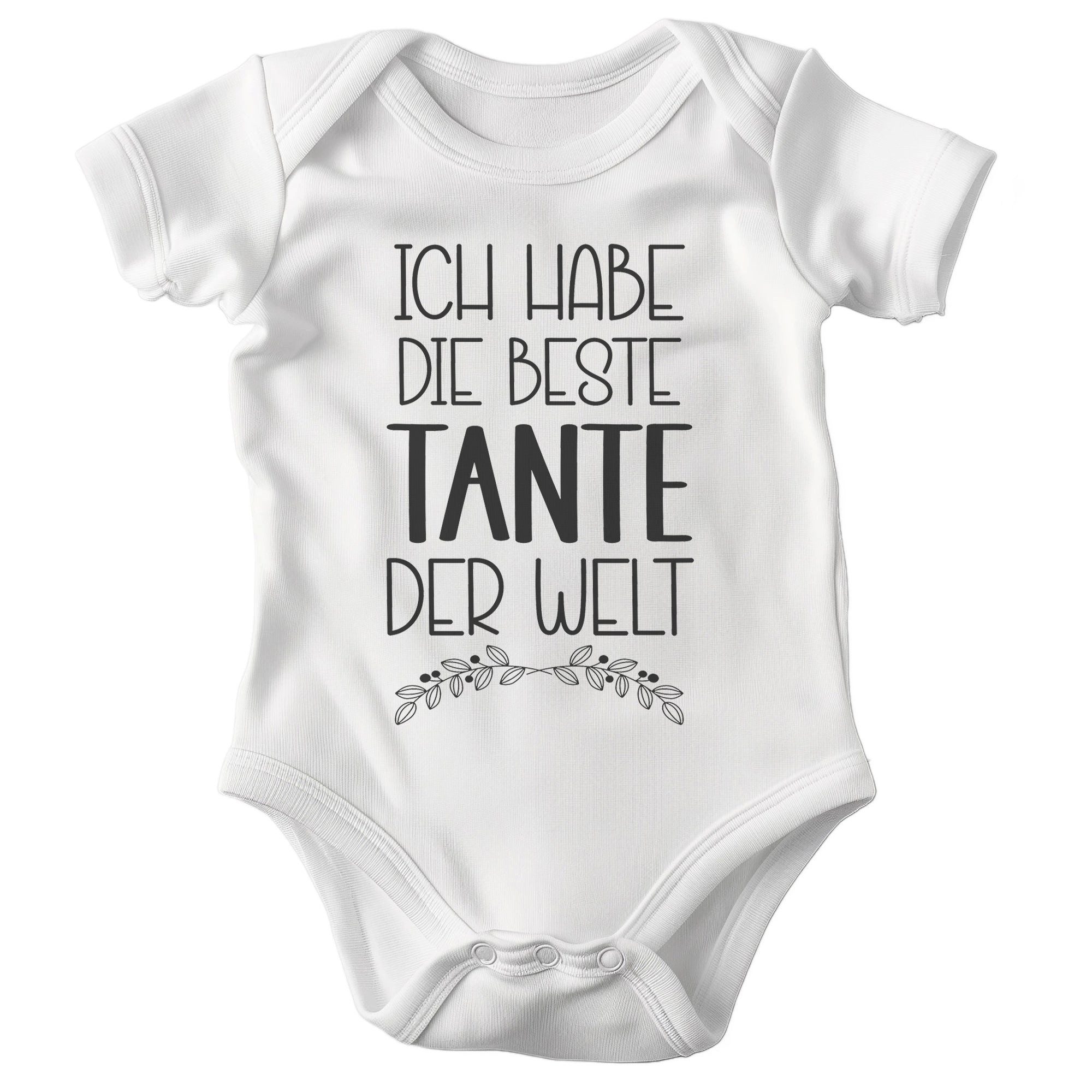 Kurzarmbody Bio Unisex Babybody Tante Weiss Strampler Babyparty Geschenk Kurzarm