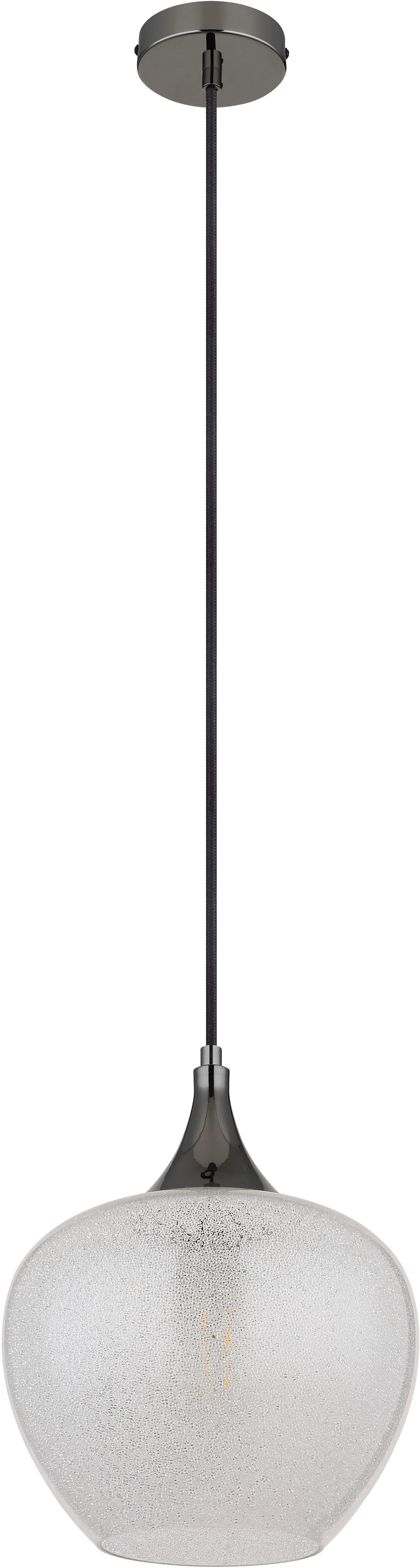 GLOBO LIGHTING Hängeleuchte MAXY, ohne Leuchtmittel, Hängeleuchte Schwarz-Chrom, Glas klar, Acrylkristalle, E27