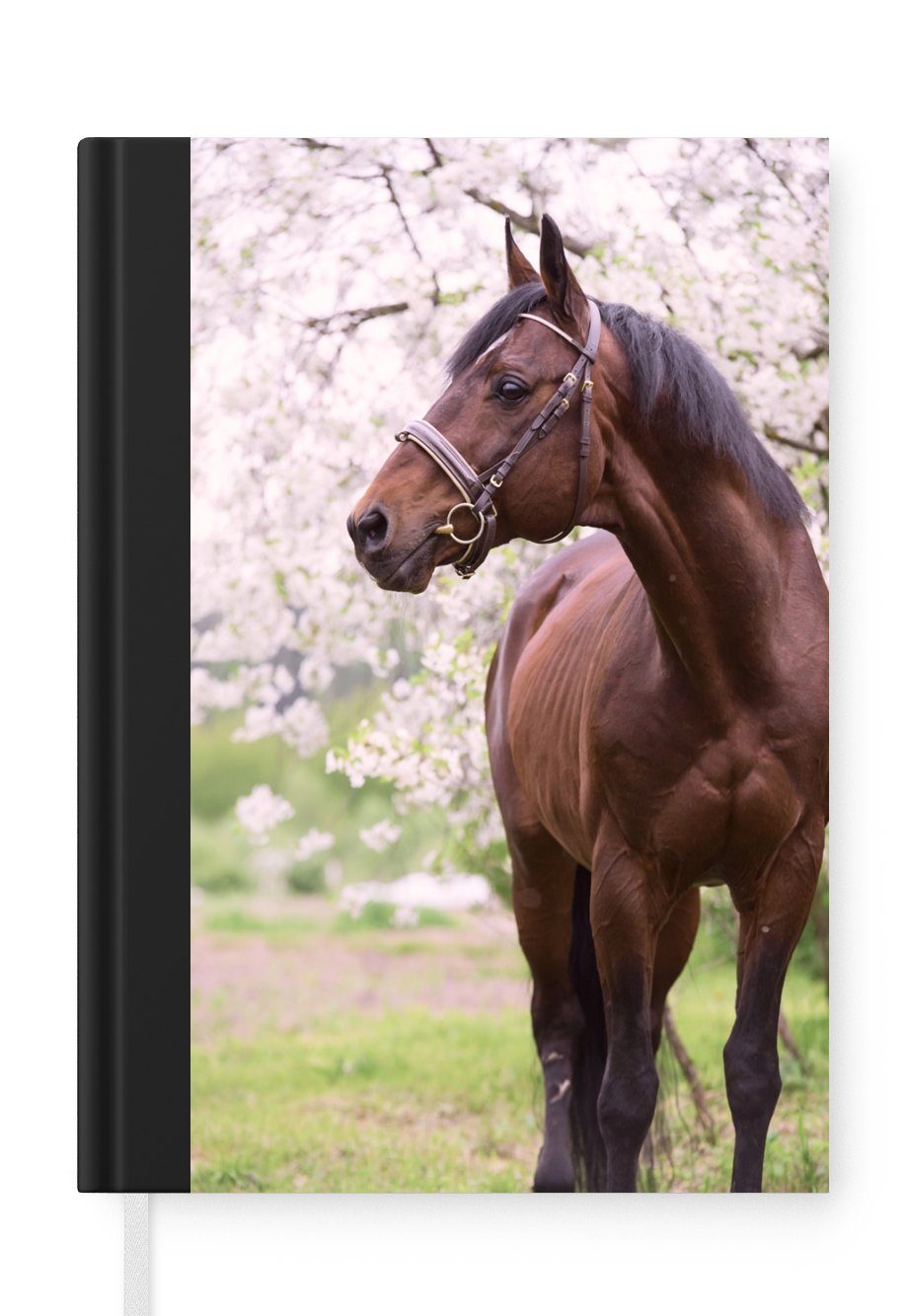 MuchoWow Notizbuch Pferd - - Merkzettel, Haushaltsbuch Sakura Halfter, A5, Notizheft, Tagebuch, 98 Seiten, Journal