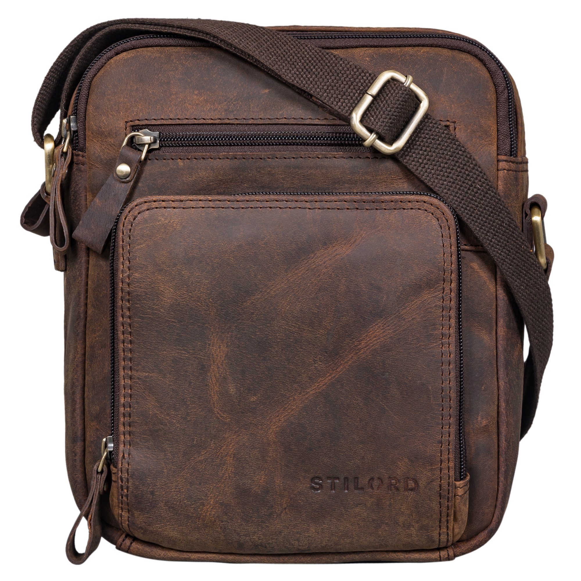 Schultertasche "Darius" Kleine Umhängetasche Herren Leder