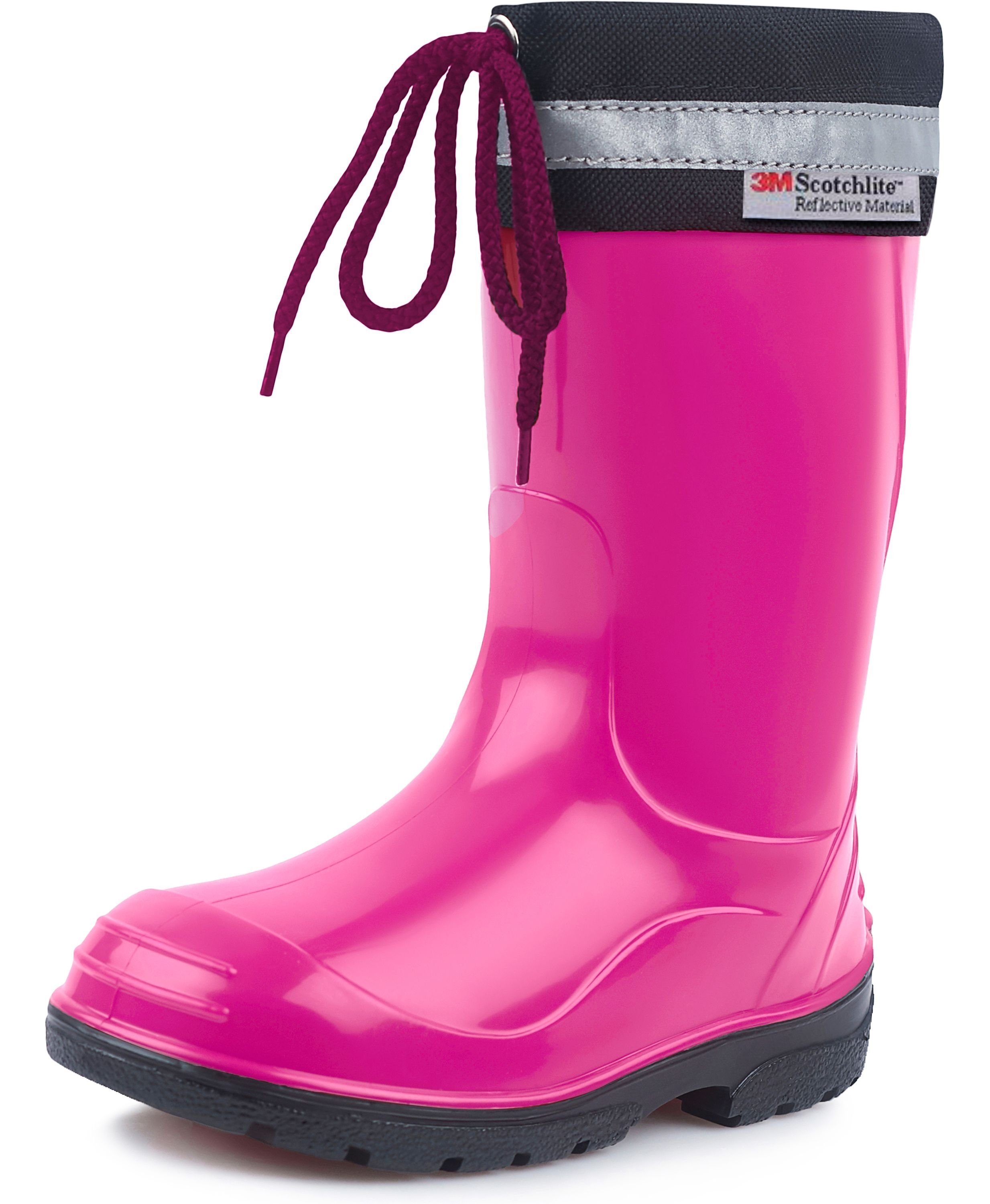 Schwarz mit Stulpe Violett Gummistiefel LA-972 Ladeheid Kinder Gummistiefel