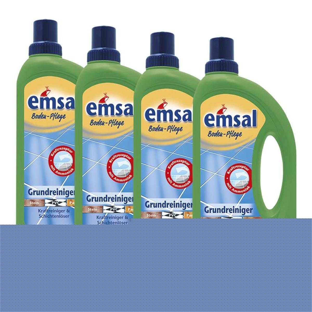 4x emsal Boden-Pflege Grundreiniger 1 Liter Kraftreiniger & Schichtenl Fussbodenreiniger
