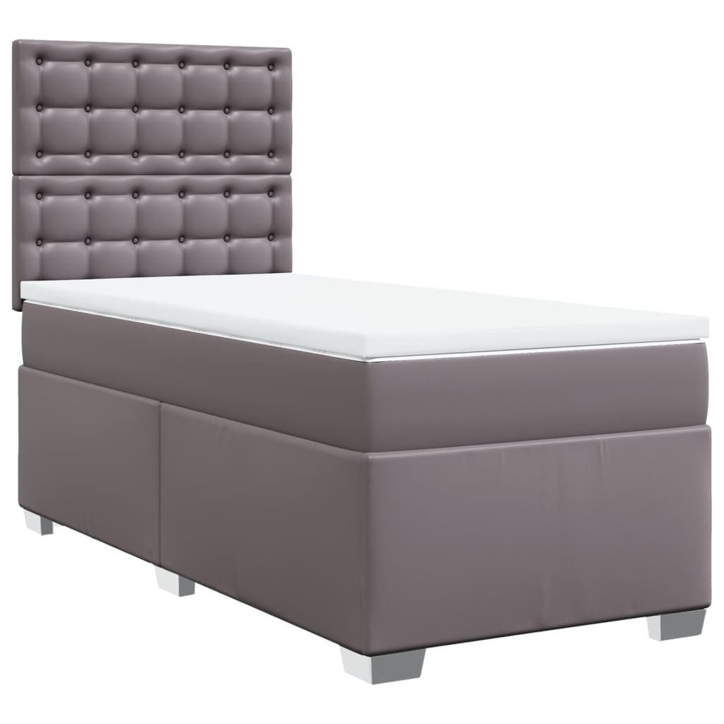 vidaXL Bett Boxspringbett mit Matratze Grau 80x200 cm Kunstleder
