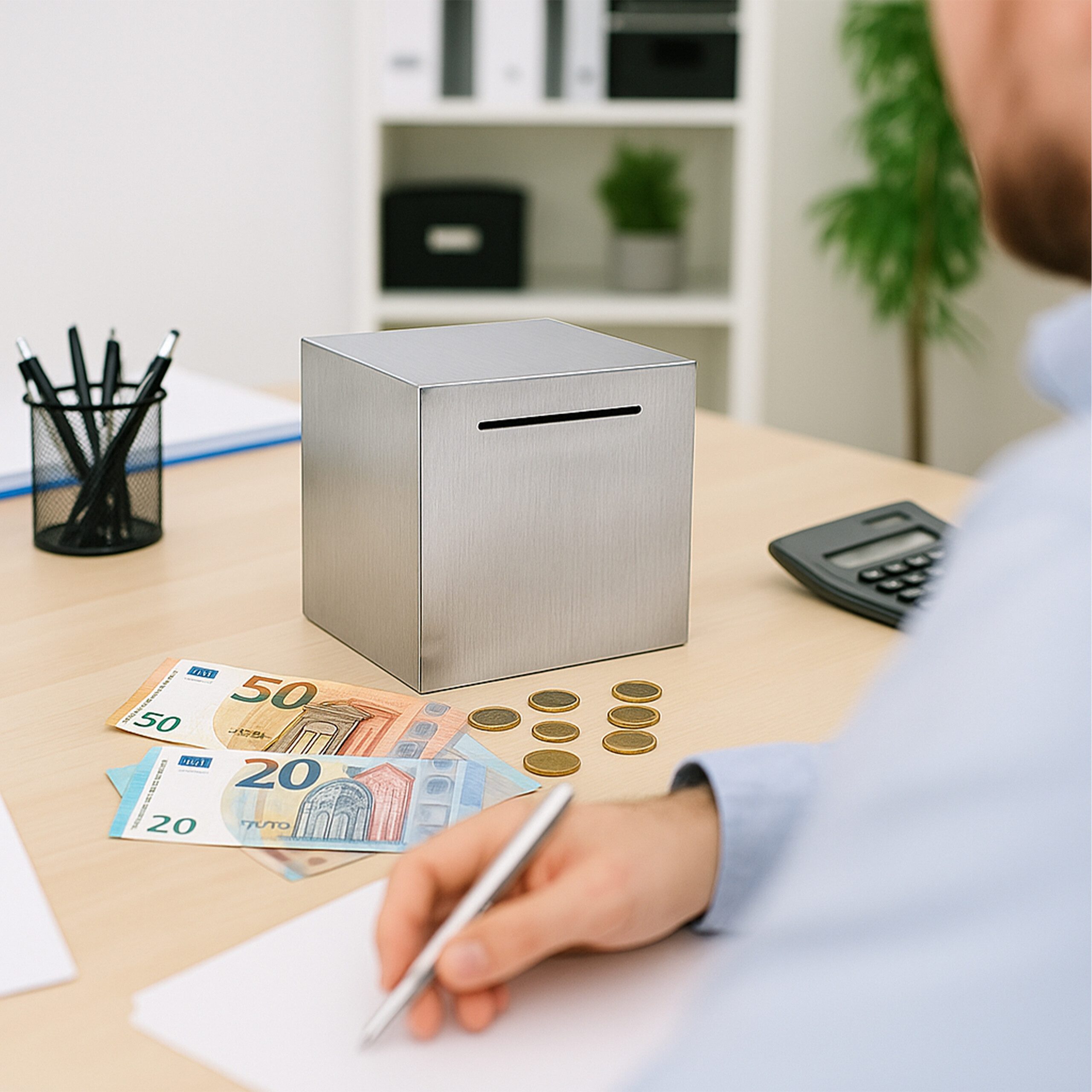 relaxdays Spardose nicht zum Öffne, silber günstig online kaufen