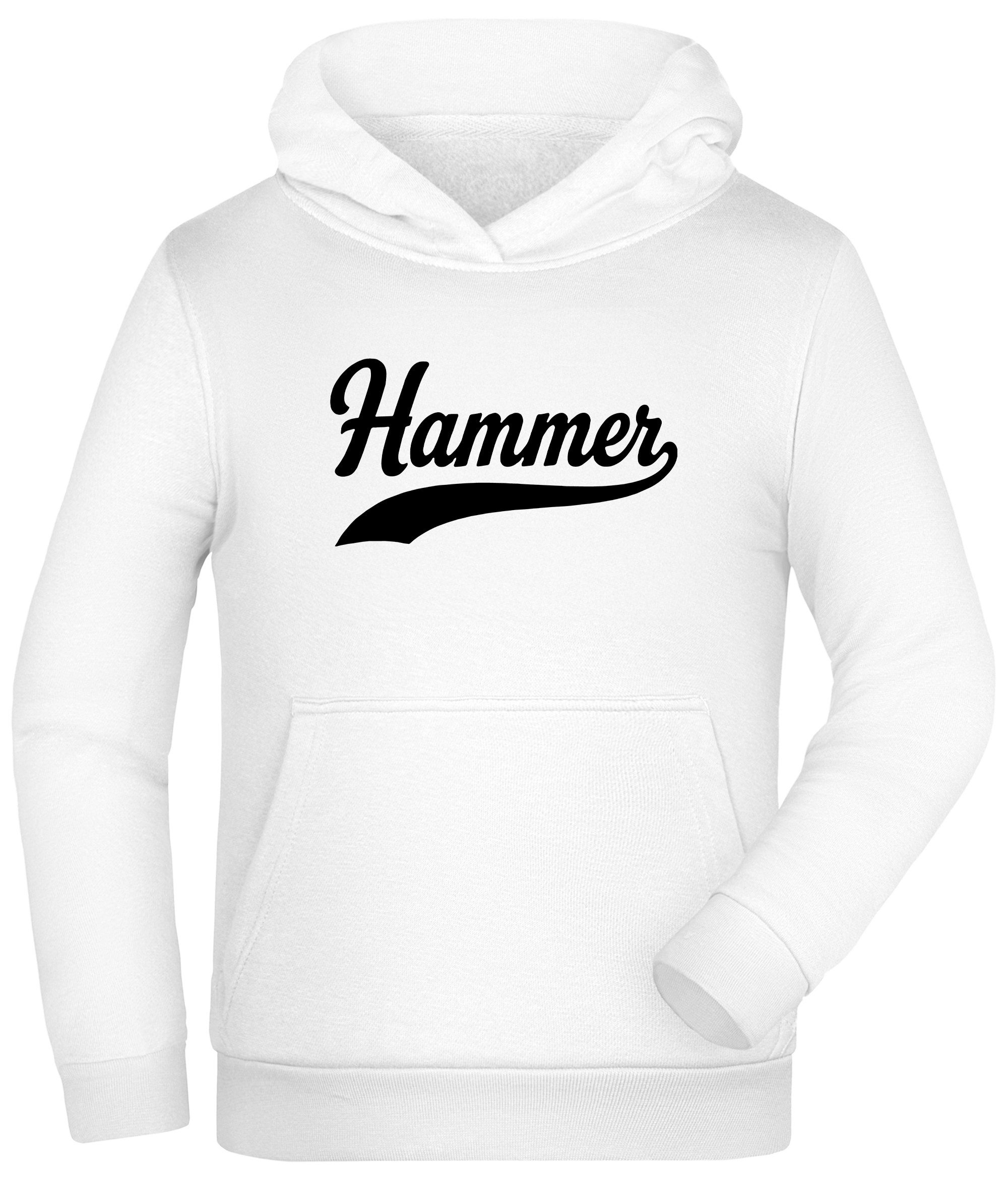 MyDesign24 Hoodie Kinder Kapuzen Sweatshirt - Hammer Sprüche Pulli weiss i936