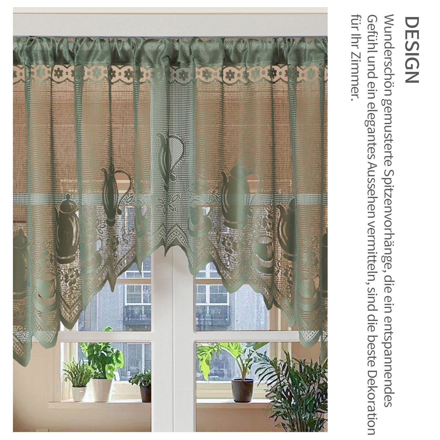 Refttenw Scheibengardine Spitze Kurze Vorhänge Cafe Vorhang mit Stangentasc günstig online kaufen