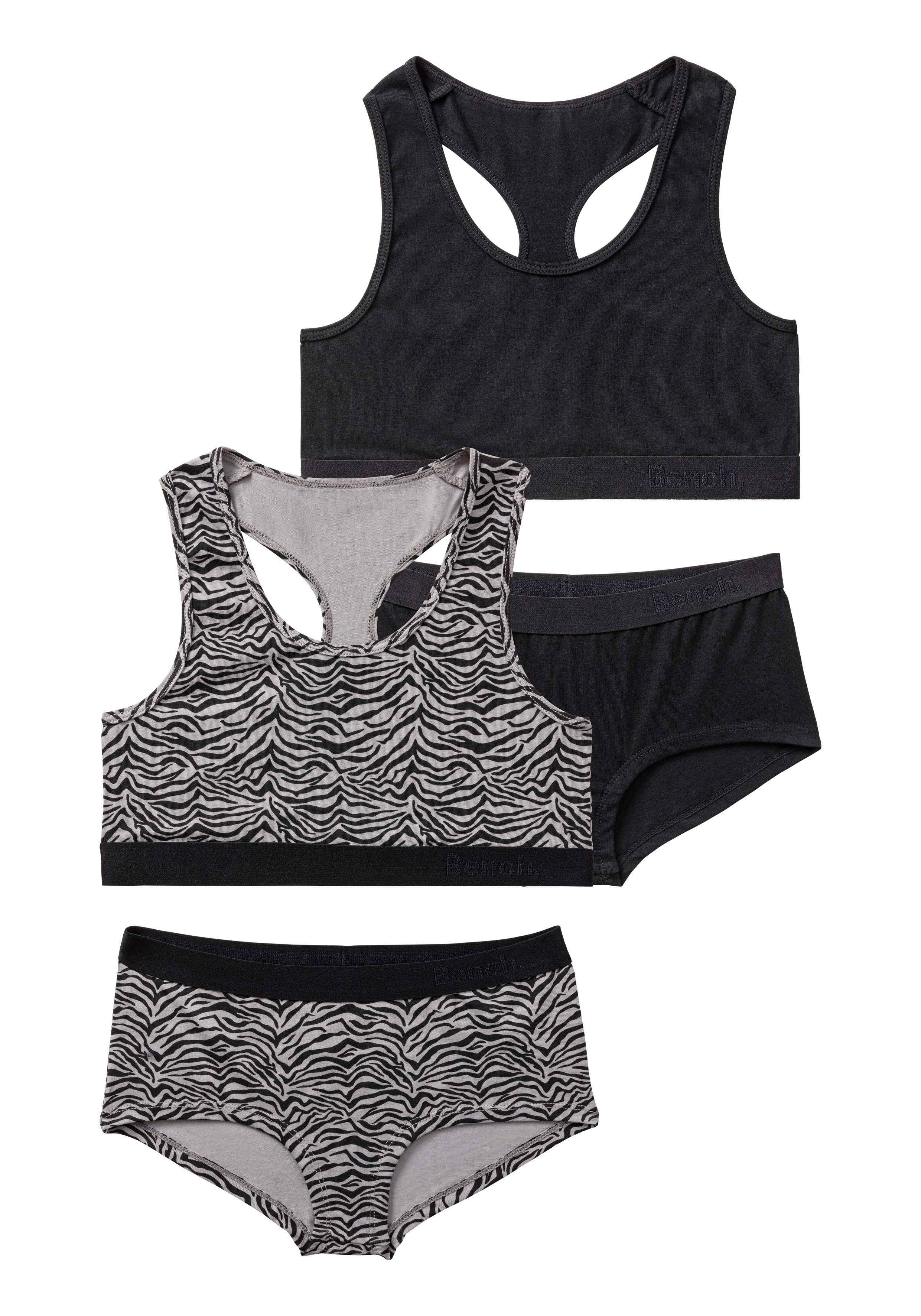 Bench. Set: Bustier (4-tlg., mit Panty) in tonigem Zebramuster