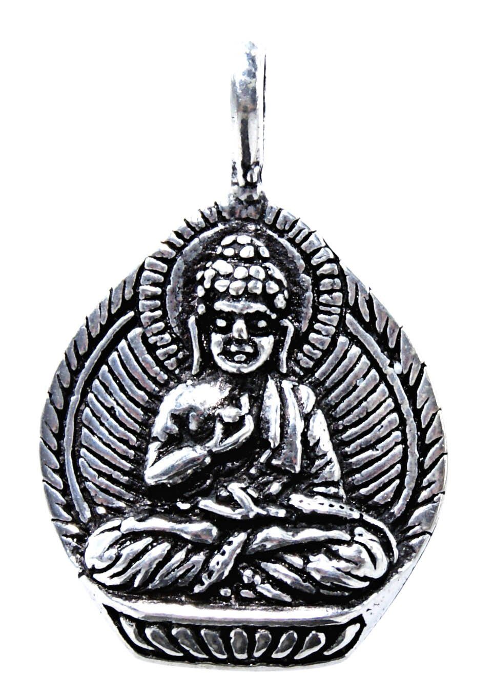 Kiss of Silber Buddhismus Buddhafigur 925 Figur Buddha Leather Kettenanhänger