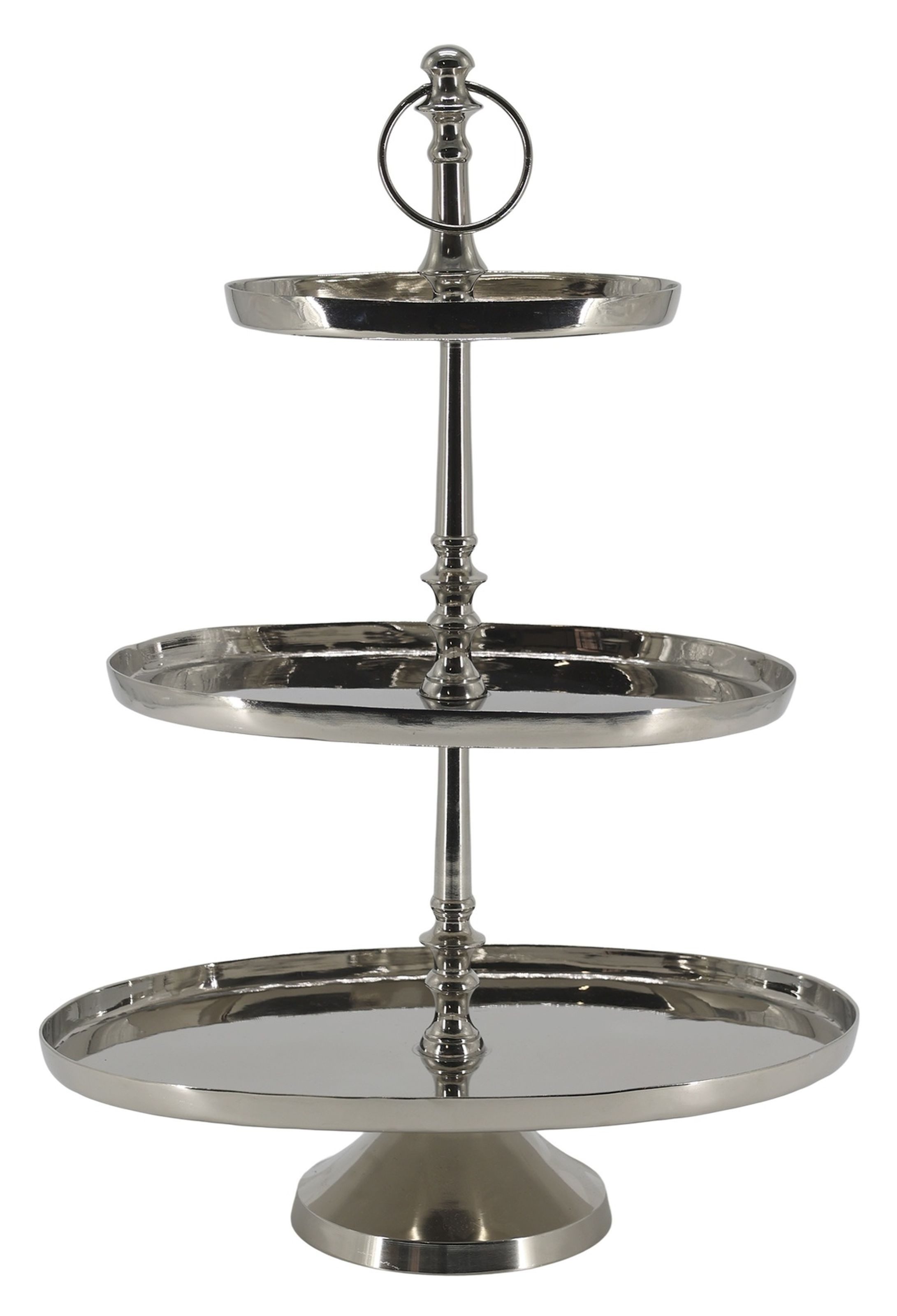 Chic Antique Etagere Chic Antique - Etagere Servierständer 3 Stöckig Oval Aluminium Silber, Aluminium