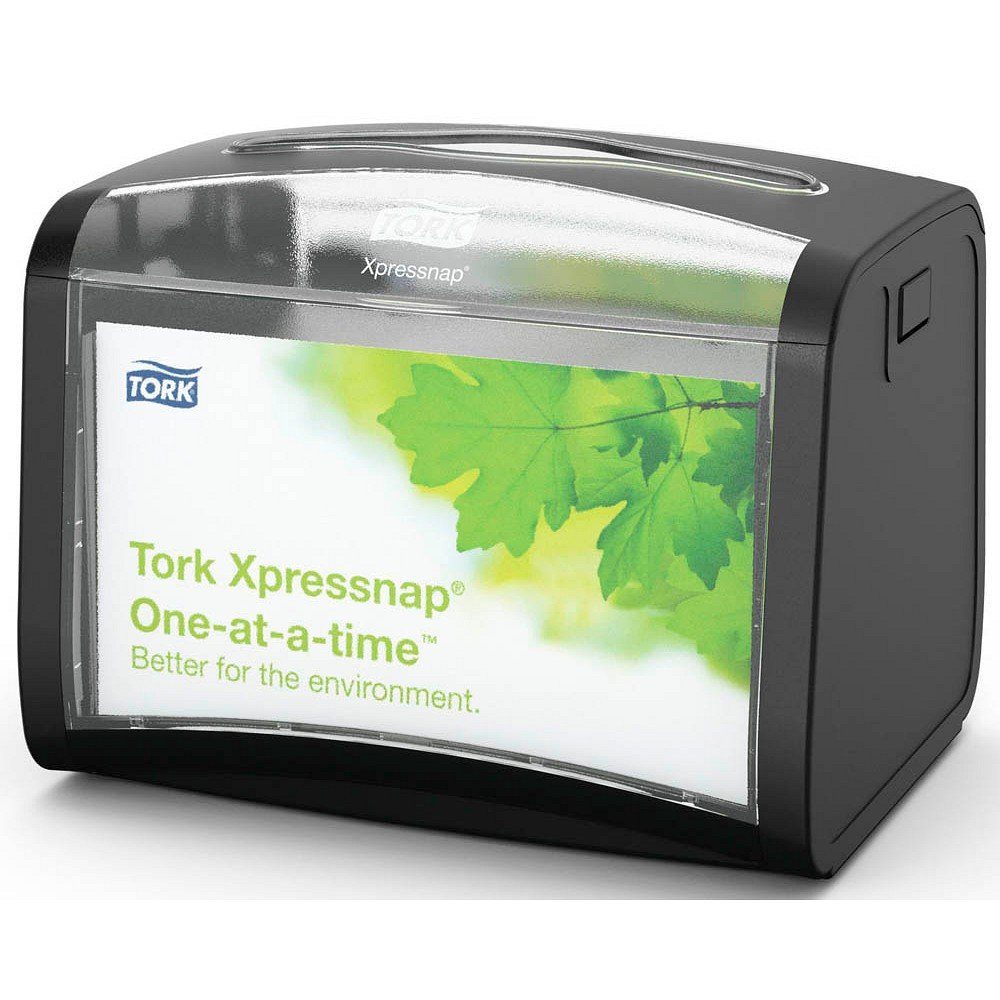 TORK Serviettenhalter 1 Serviettentischspender Signature Line Xpressnap® N4 schwarz, Kunststoff, AD-A-Glance® Werbefläche