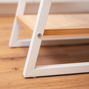 kamelshopping Regal-Schreibtisch Schreibtisch mit Aufbewahrungsregal, MDF Holz Arbeitsplatte, Metallgestell, weiß, integriertes Regal, Holz-Optik
