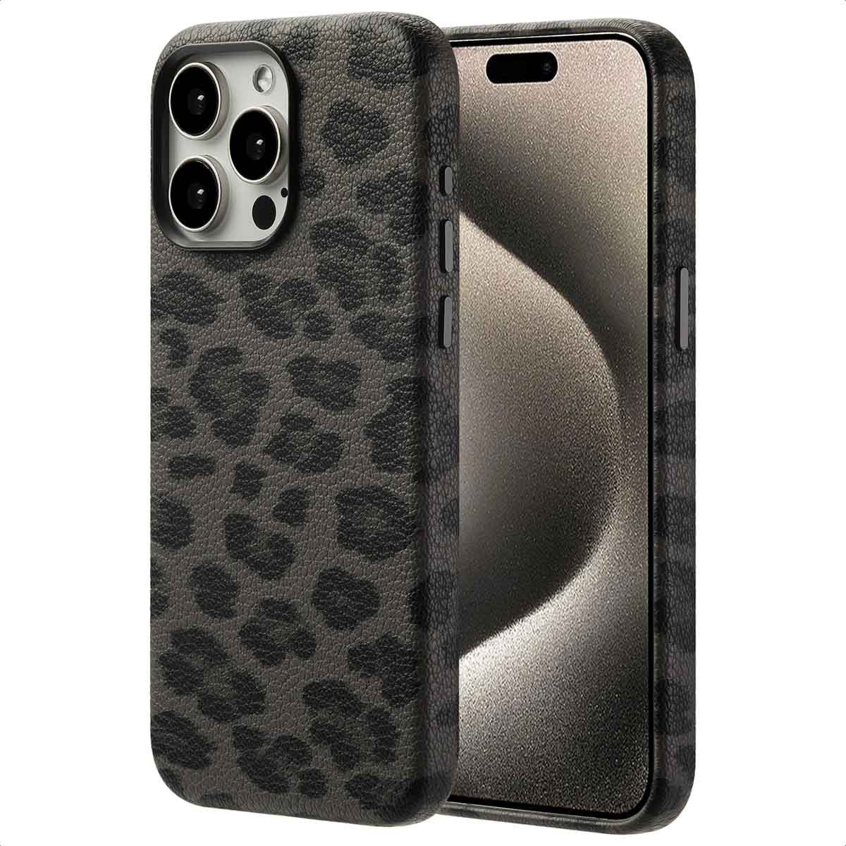 Selencia Backcover Selencia Sabi Backcover Leopardenmuster mit MagSafe Apple iPhone 15 Pr