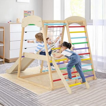 KOMFOTTEU Klettergerüst Kletterspielzeug, Indoor aus Holz für Kinder ab 1 Jahr