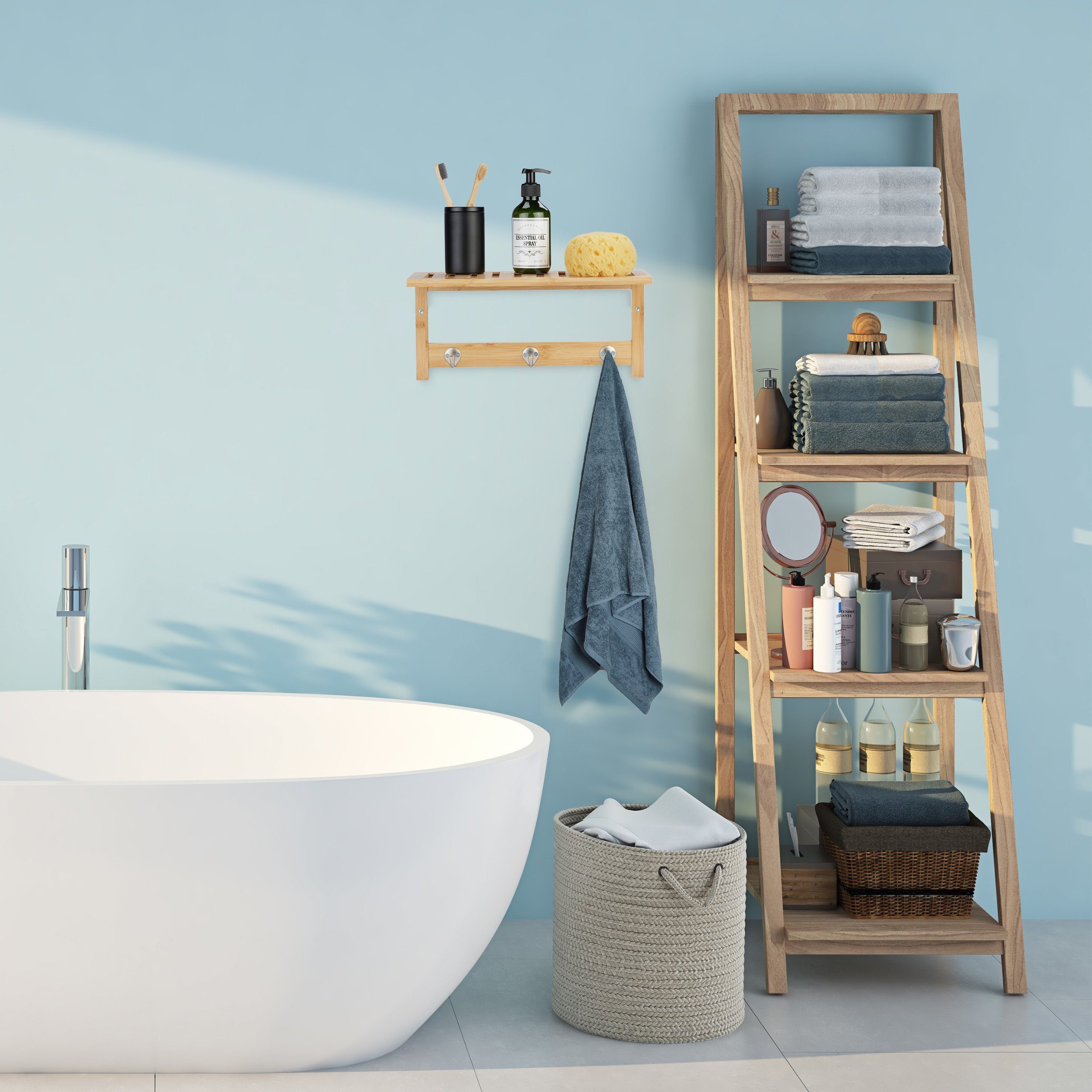 relaxdays Hakenleiste Wandregal mit 3er Hakenleiste günstig online kaufen