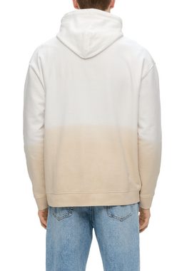 QS Sweatshirt Sweatshirt mit gummiertem Schriftprint Label-Patch, Dip Dye