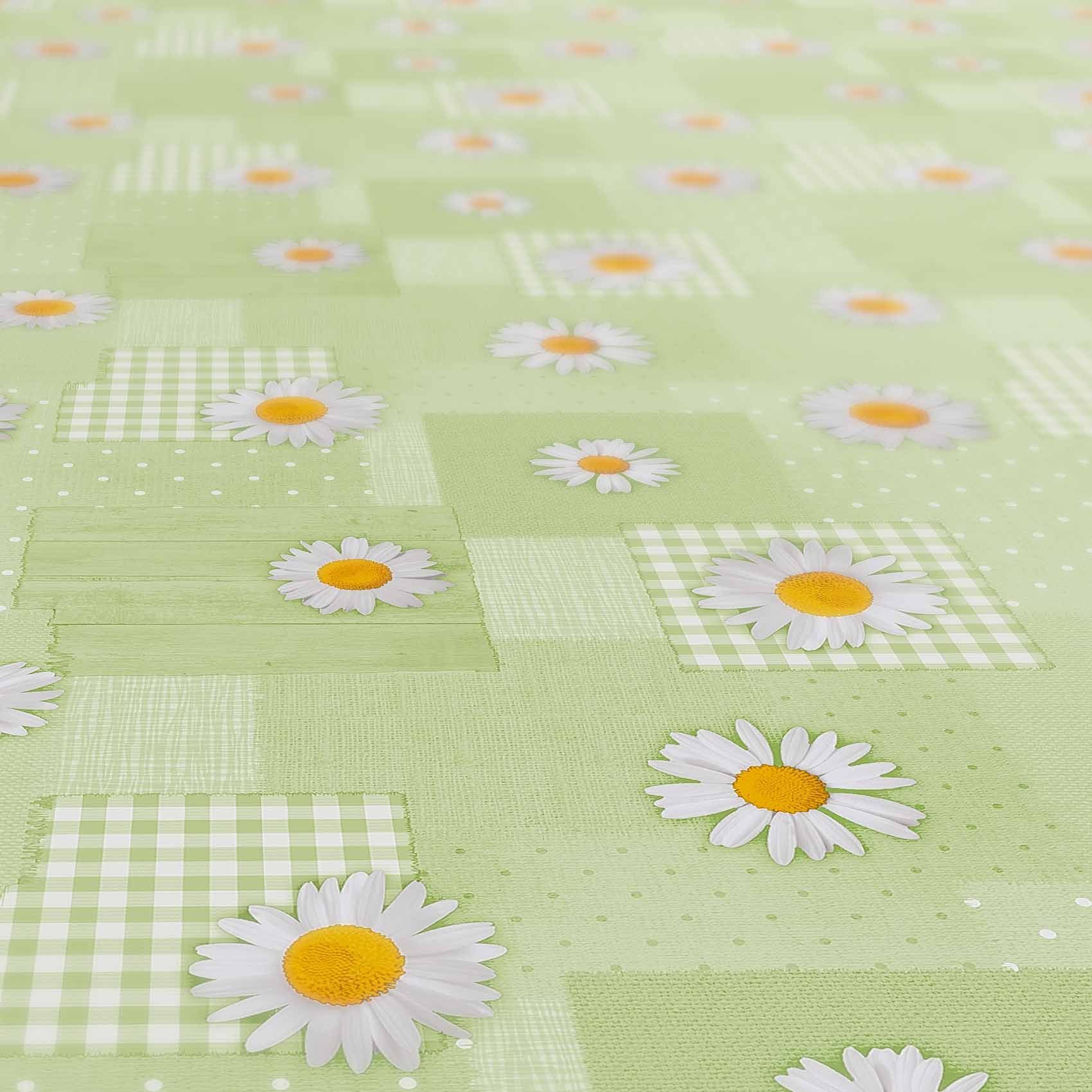 ANRO Breite Robust Grün Tischdecke Wachstuch Wasserabweisend 140 Tischdecke Blumen Geprägt cm,