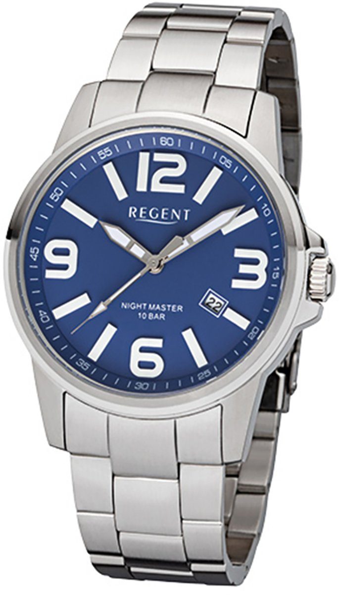 Regent Quarzuhr »URF998 Regent Herren-Armbanduhr silber Analog«,  (Analoguhr), Herren Armbanduhr rund, groß (ca. 40mm), Edelstahl, Elegant  online kaufen | OTTO