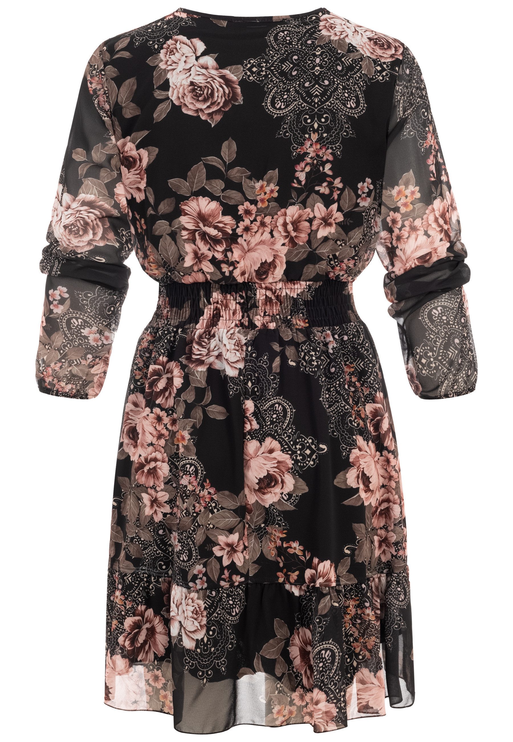 CLOUD 5IVE A-Linien-Kleid CLOUD 5IVE Longsleeve Dress with flower print (1-tlg)