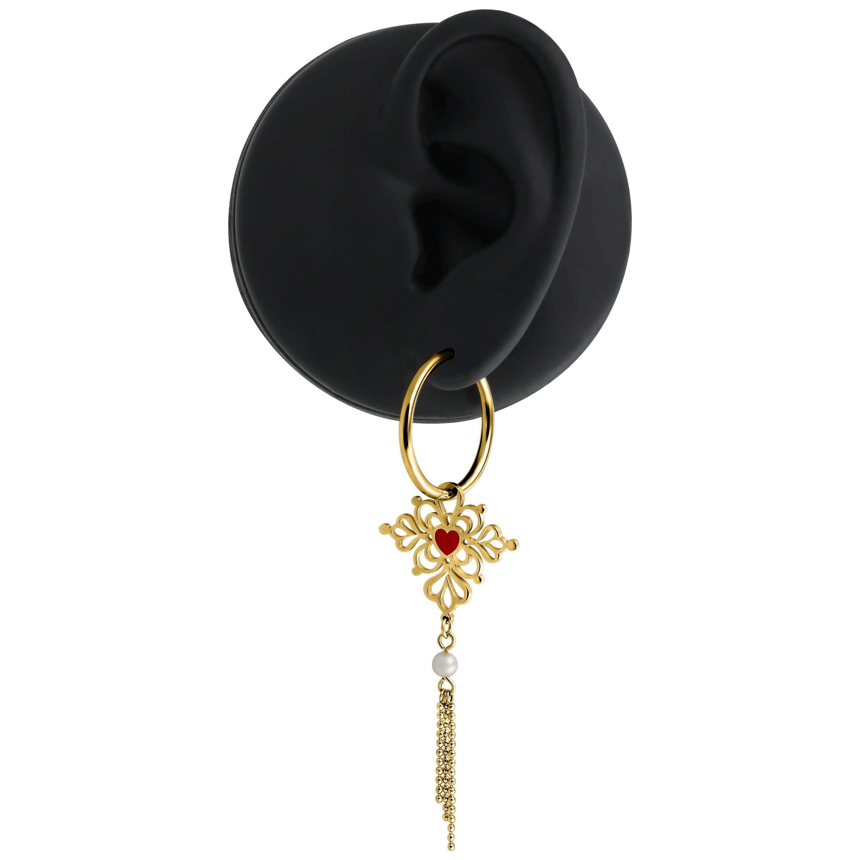 Wildcat Paar Creolen Little Sacred Heart Enamel Hoops Pair, wasserfest, langlebig, hautverträglich