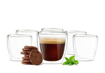 Sendez Thermoglas 6 Doppelwandige Espresso Gläser 90ml Kaffeegläser Thermogläser Espressotasse