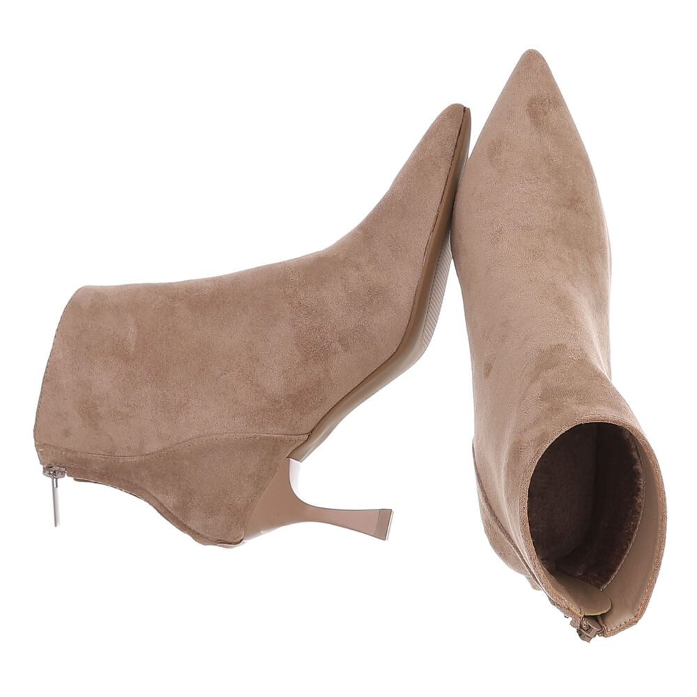 Ital-Design Damen Langschaftstiefel mit Blockabsatz und glattem Schaft High-Heel-Stiefelette (92214593) Pfennig-/Stilettoabsatz Stiefeletten in Hellbraun