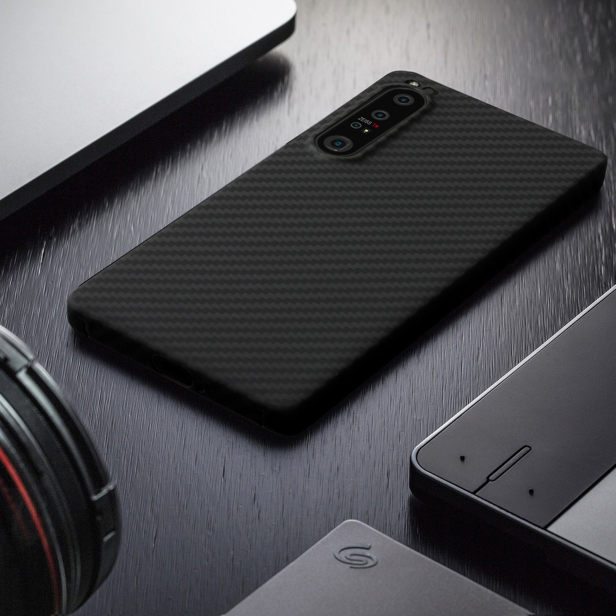 kalibri Handyhülle Hülle für Sony Xperia 1 IV, Aramid Handy Schutzhülle - Smartphone Cover Case