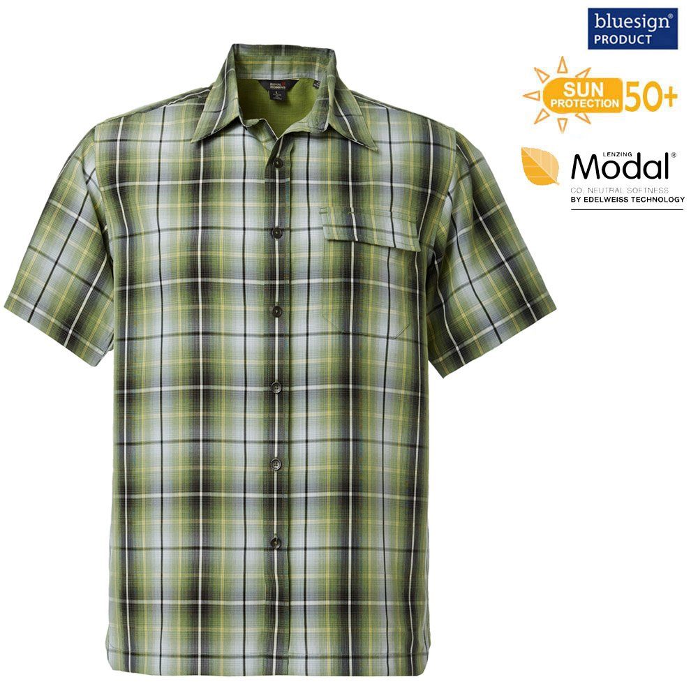 ROYAL ROBBINS T-Shirt Royal Robbins - Herren Plateau Plaid Plaid S/S Modal Hemd, grün
