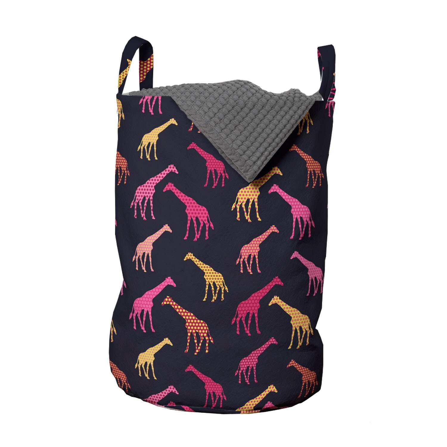 Waschsalons, mit Silhouetten Kordelzugverschluss Griffen Giraffe Wäschekorb Wäschesäckchen Abakuhaus für Farbe Dots