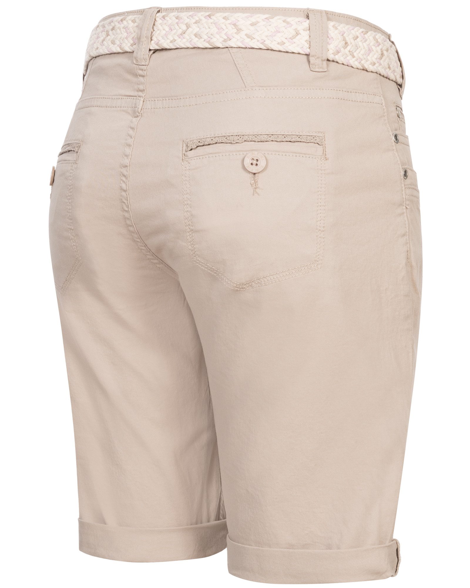 SUBLEVEL Bermudas Damen Short Bermuda kurze Hose Sommer Chino Short Stoff Hose Gürtel – Bild 4 von 5