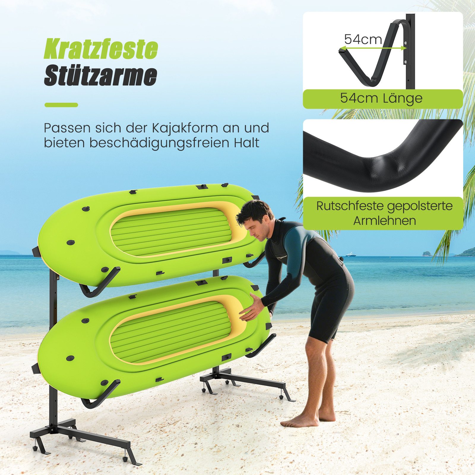 COSTWAY Einerkajak, Halterung freistehend, Kajak Aufbewahrungsregal, 80 kg